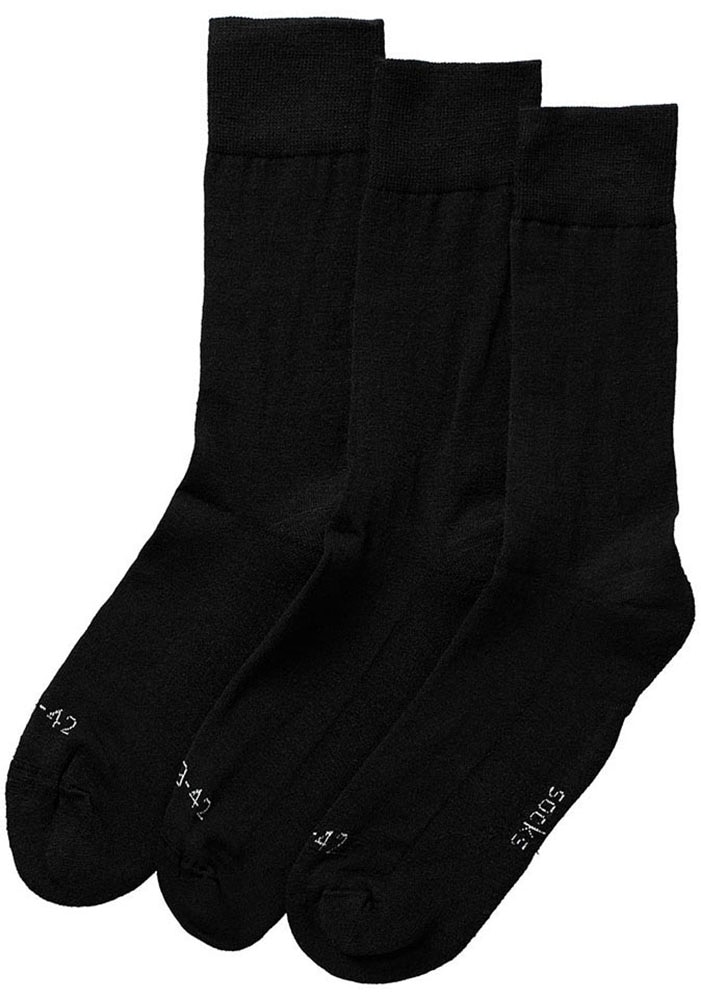 Apollo Basicsocken, (3er Pack), mit Stickerei und weichen Merinowoll-Anteil