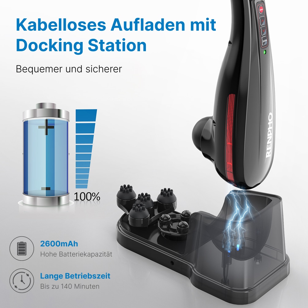 Renpho Massagegerät »Kabelloses tragbares Massagegerät« Tiefengewebsmassage zur Ganzkörperentspannung