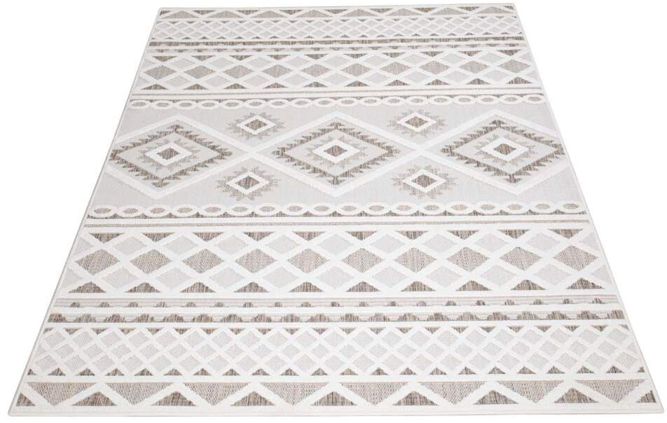 Carpet City Teppich »In-& Outdoorteppich Santorini 435, 3D-Effekt, Boho-Look«, rechteckig, 5 mm Höhe, Wetterfest & UV-beständig für Terrasse, Balkon, Küche, Flur