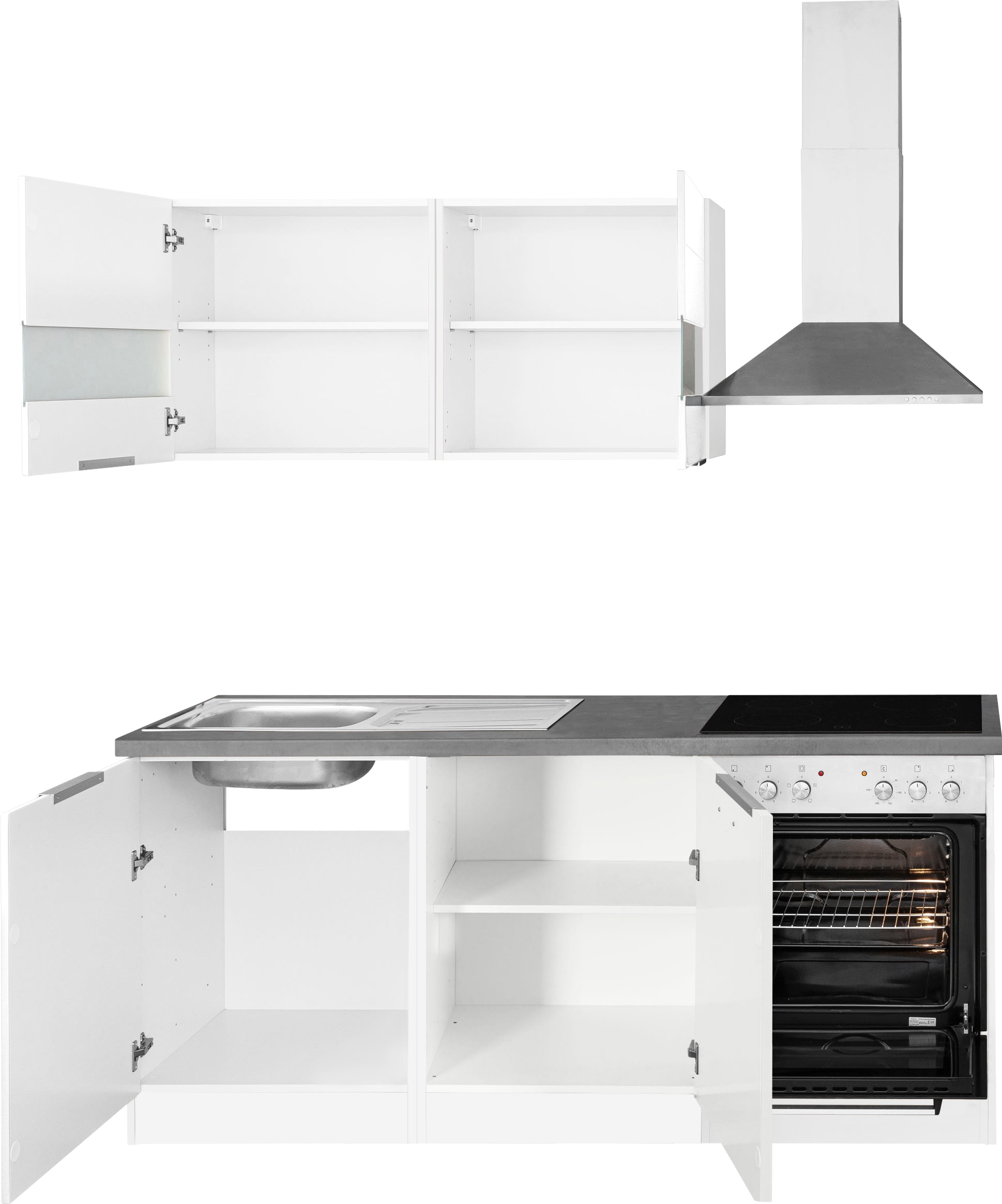 KOCHSTATION Küchenzeile »KS-Luhe« 180 cm breit, wahlweise mit oder ohne E-Geräten, gefräste MDF-Fronten