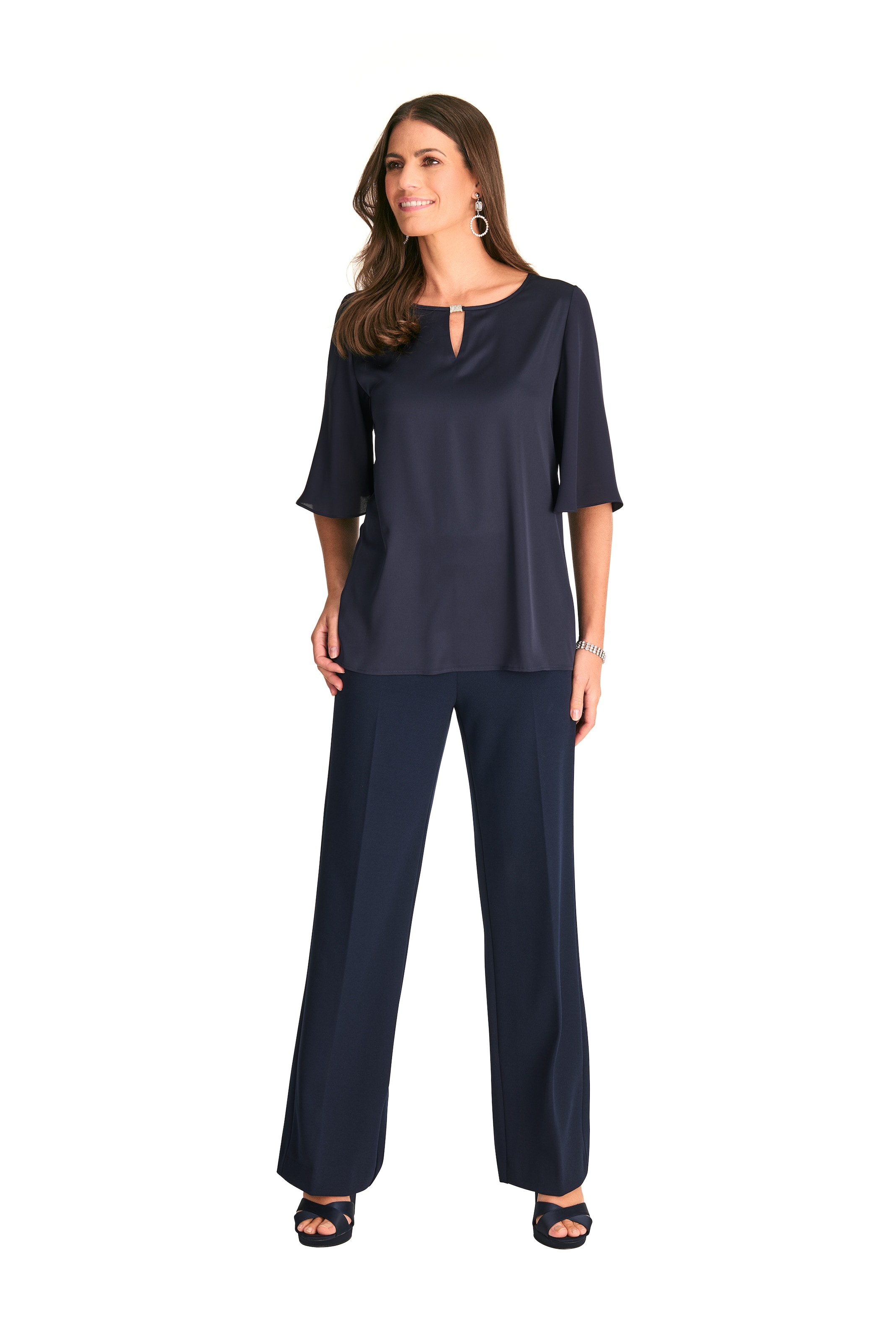 HERMANN LANGE Collection Blusenshirt, mit Glitzerdetail und Cut-Out am Ausschnitt