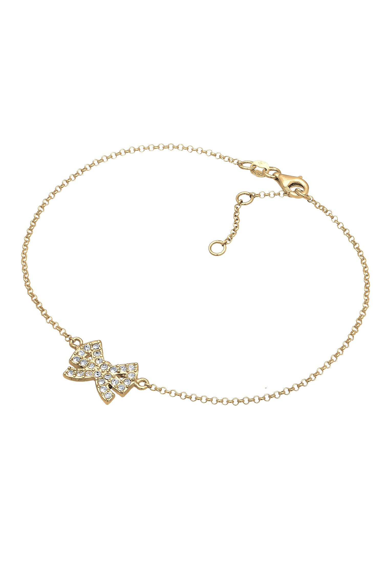 Elli Fußkette »Fußschmuck Schleife Glas Kristalle Weiß Klassisch 925 Sterling Silber«