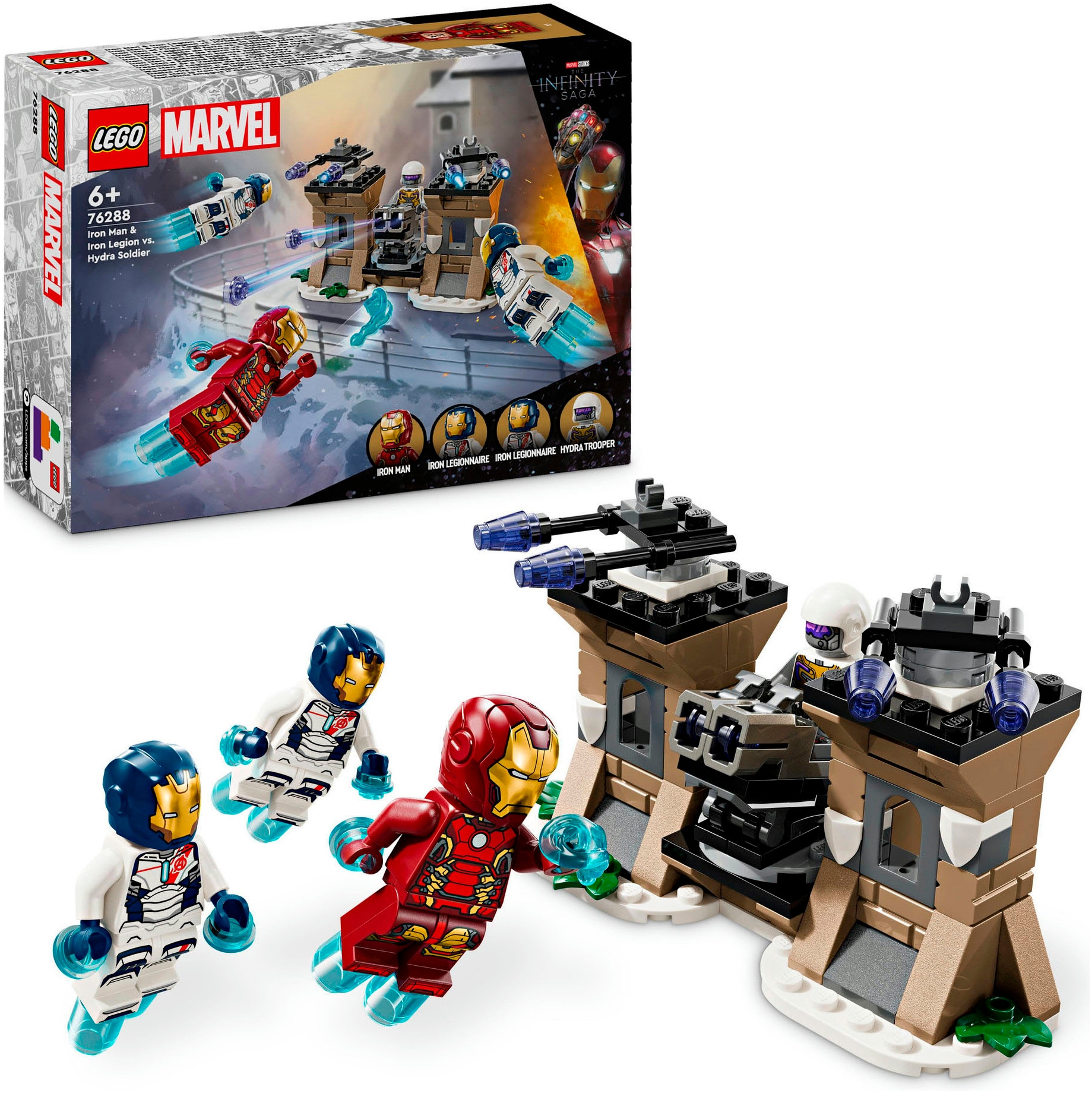 Konstruktionsspielsteine »Iron Man & Iron Legion vs. HYDRA-Soldat (76288), LEGO Super...