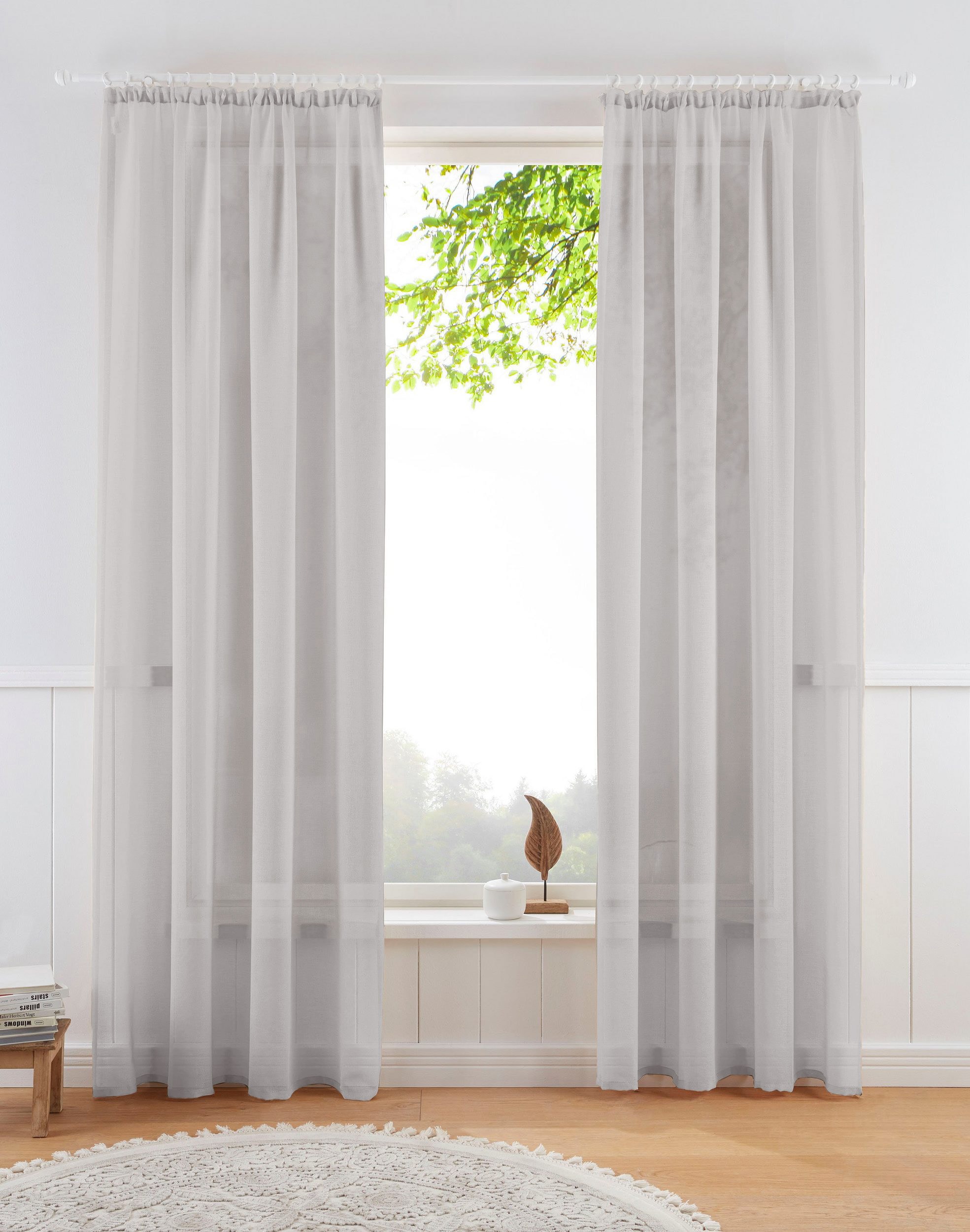 OTTO home Gardine »TENDER« Kräuselband 1 Stk. tlg. Leinen Optik mit Struktur, monochrom, Bestseller