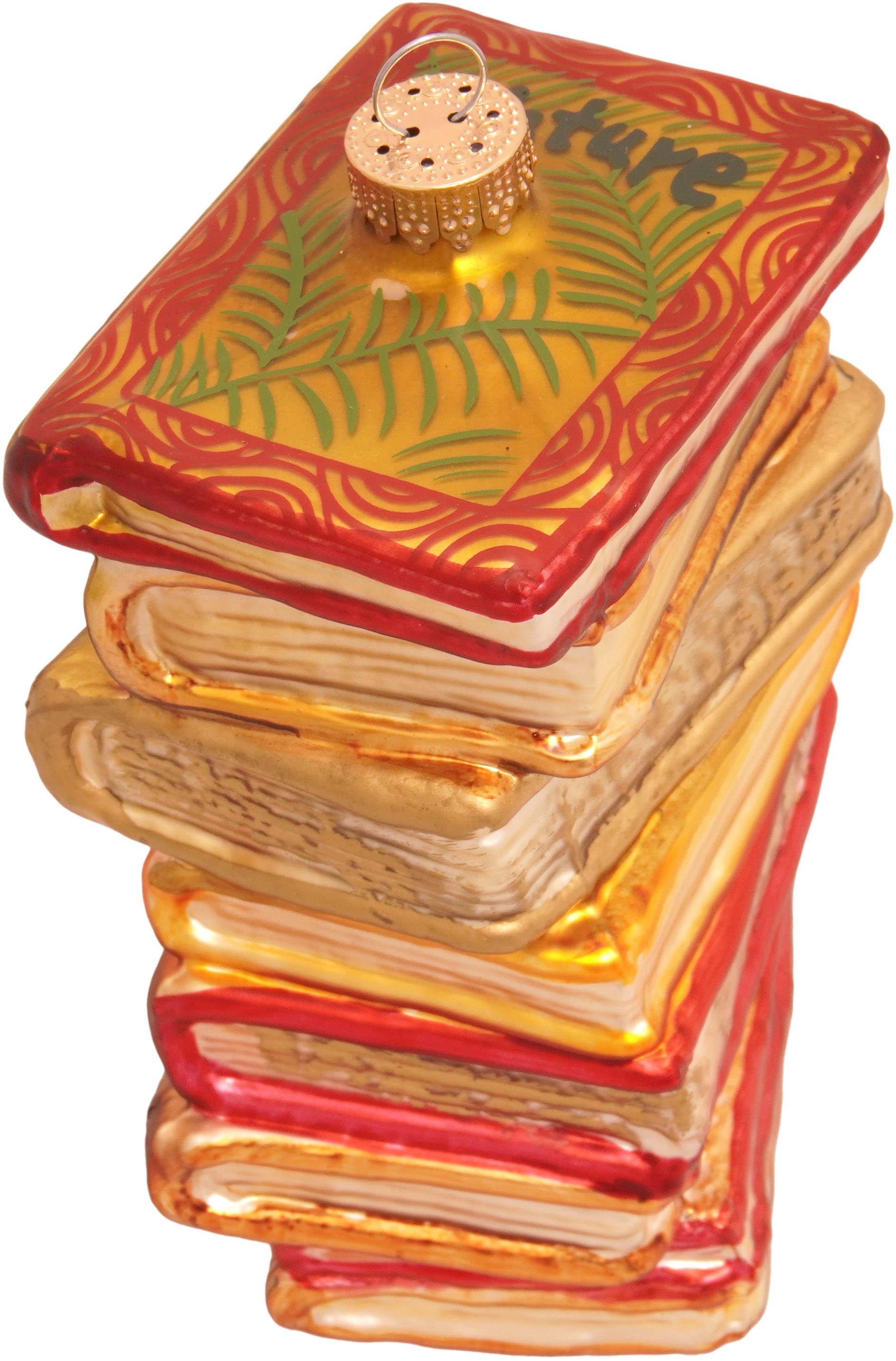 Krebs Glas Lauscha Christbaumschmuck »Antiker Bücherstapel, Weihnachtsdeko, Christbaumschmuck«, (1 tlg.), mundgeblasen