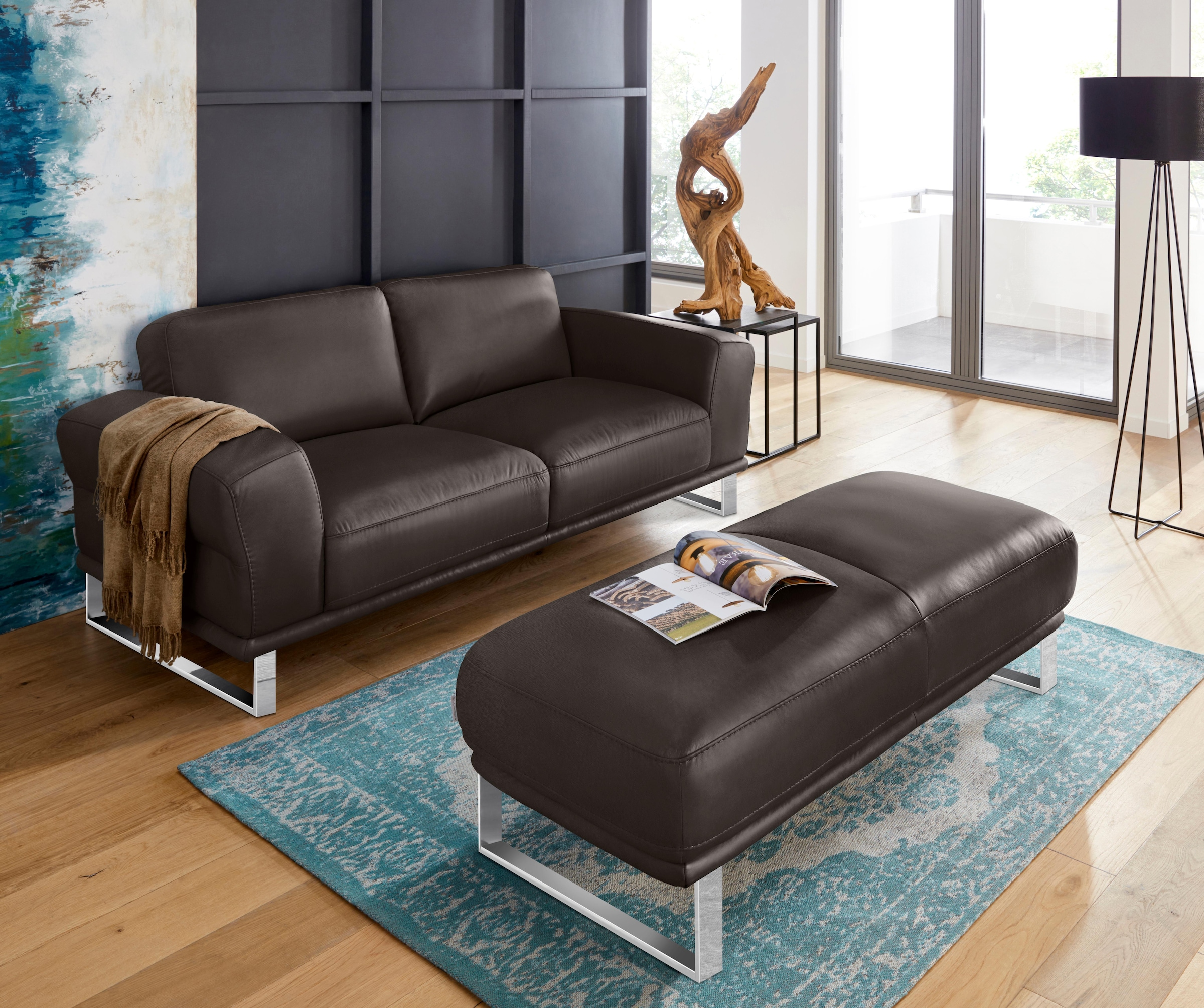 W.SCHILLIG Hocker »montanaa«, mit Metallkufen in Chrom glänzend, Breite 141 cm