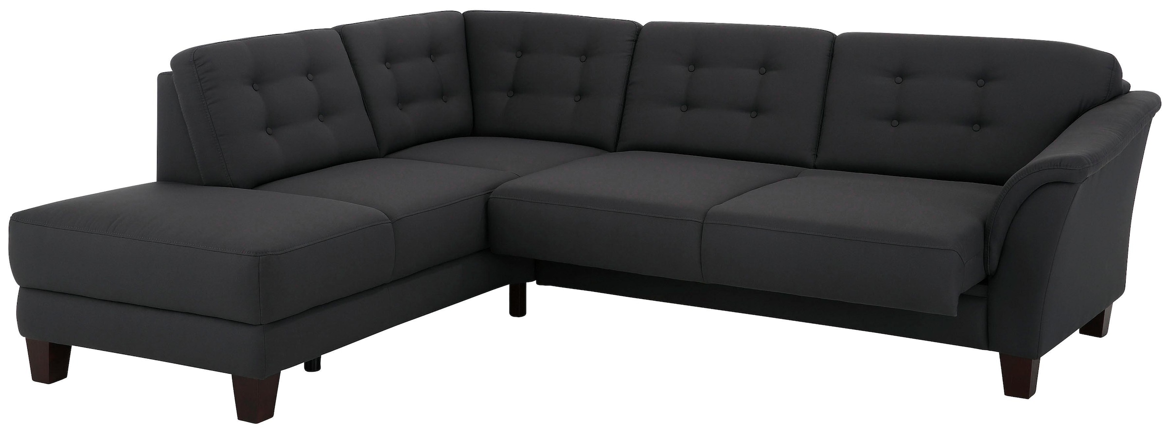 Home affaire Ecksofa »Trondheim L-Form« mit Federkern und Knopfheftung im Rücken, Füße Buche dunkel