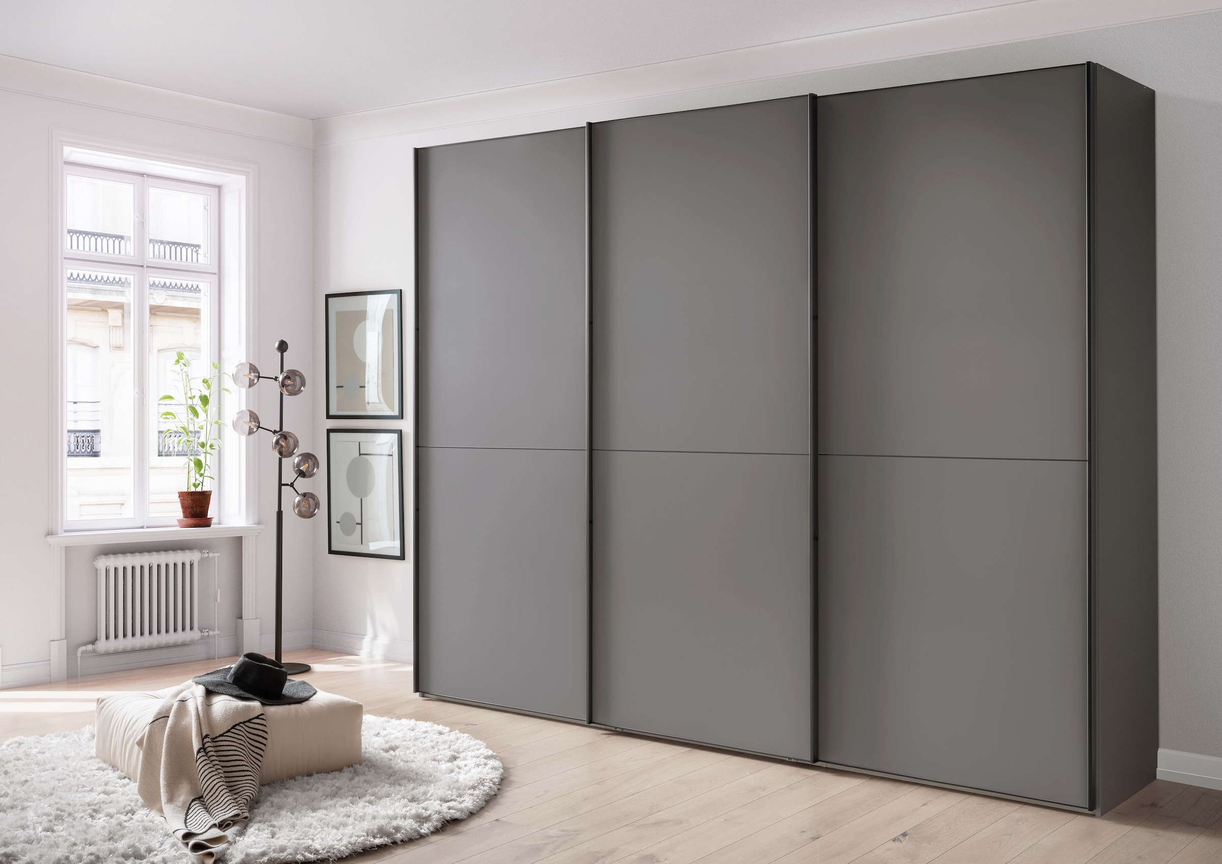 WIEMANN Schwebetürenschrank »Phoenix, Made in Germany, modernes Design, Highlight, Blickfang« Viele Farbkombinationen, in 4 Breiten und in 2 Höhen erhältlich,  maximaler Staurraum, inkl.Einlegeböden, Wäscheböden u. Dämpfer