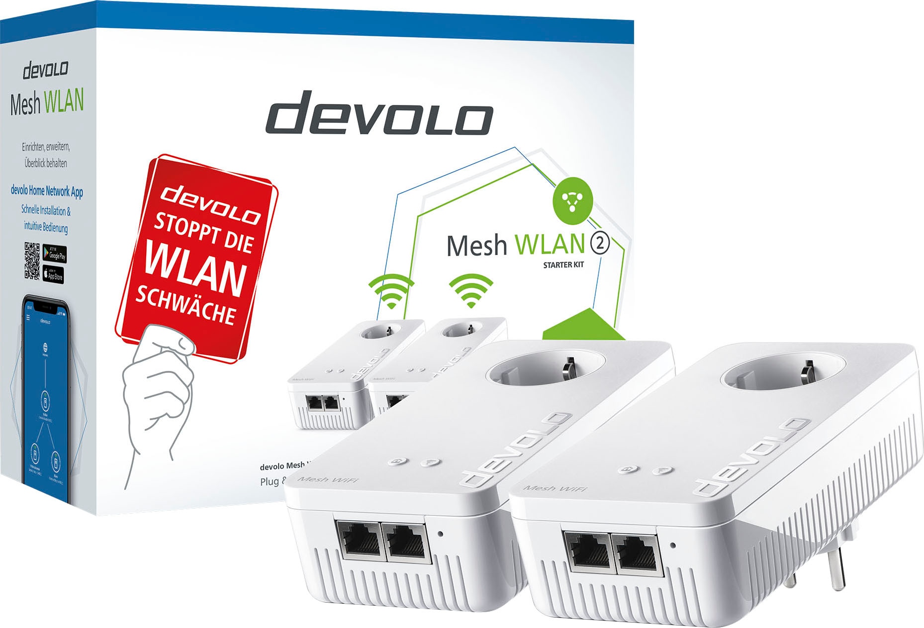 DEVOLO Netzwerk-Switch »Mesh WLAN 2 Starter Kit«, (2 St.)