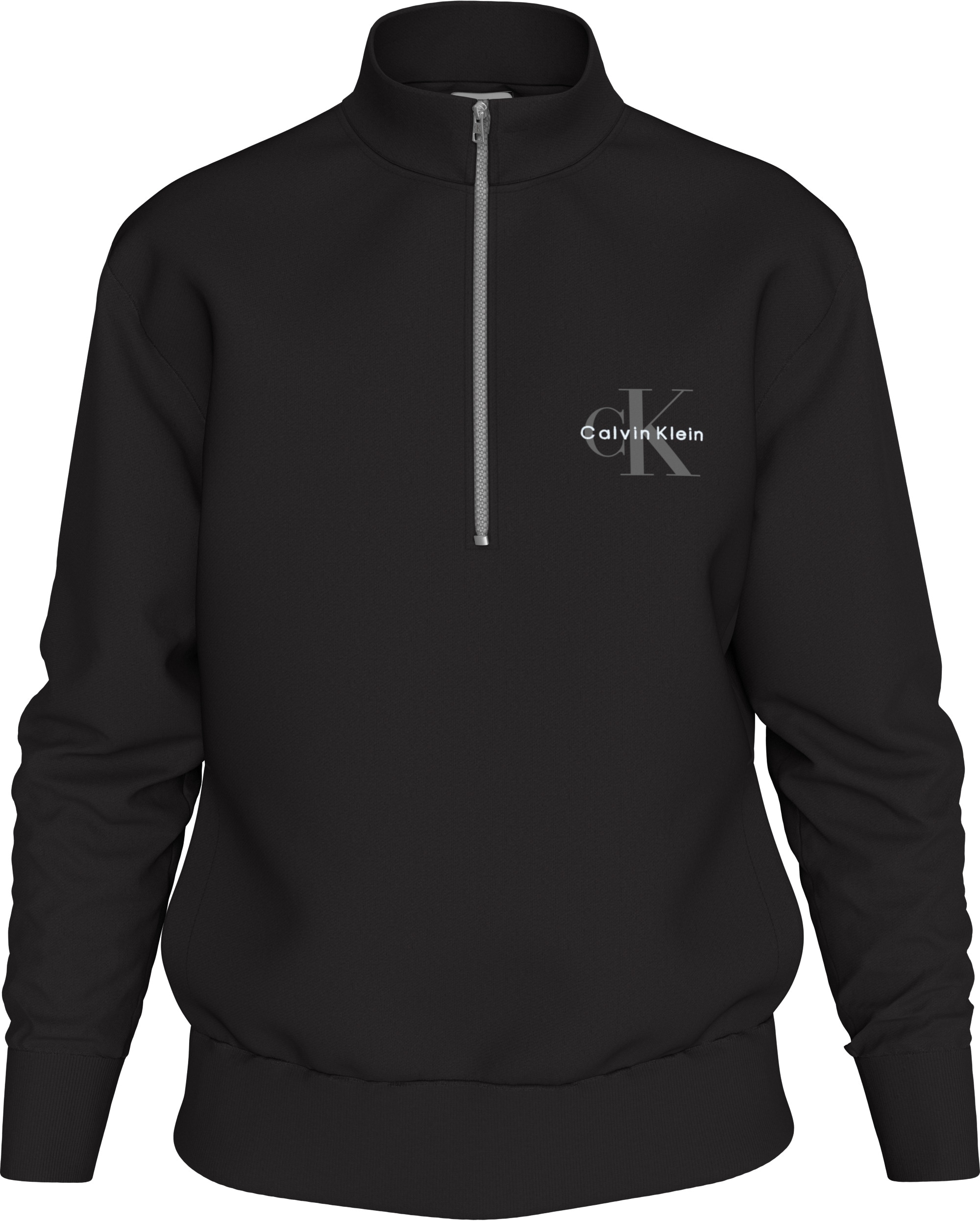 Calvin Klein Jeans Sweatshirt »LS EU 350TERRY MICRO MONOLOGO QT«, Regular fit, Stehkragen und Reißverschluss
