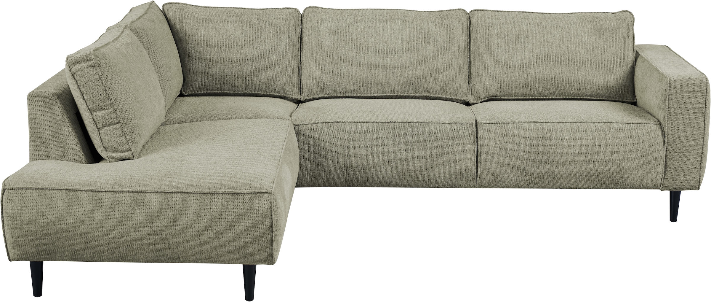 OTTO home Ecksofa »Fumone, Lederoptik oder Soft-Touch Chenille« Breite 260, mit schwarzen Massivholzfüßen