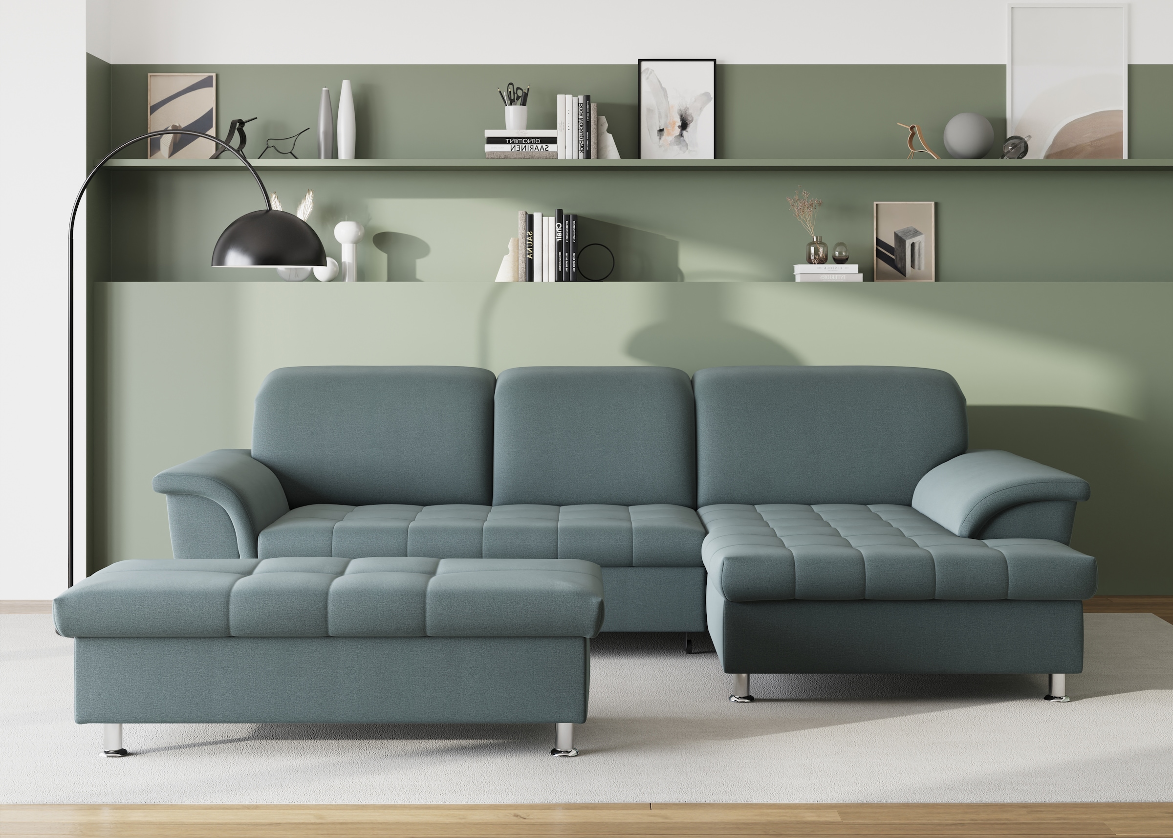 DOMO collection Ecksofa Franzi, wahlweise mit Bettfunktion, Bettkasten und Kopfteilverstellung