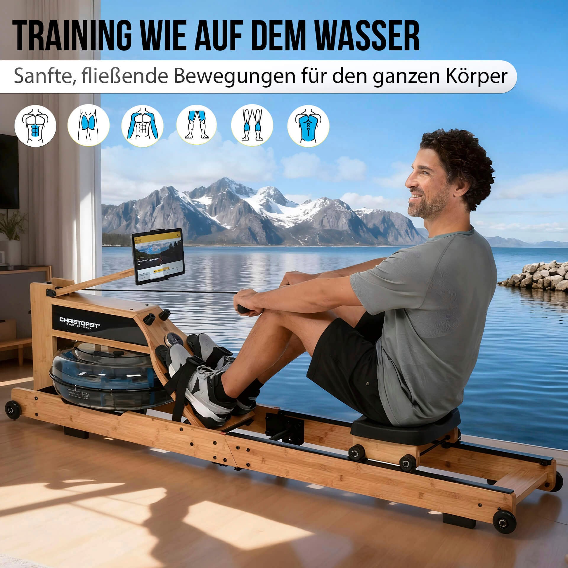 Christopeit Sport® Rudergerät »Wasserrudergerät Colorado« Rudermaschine, klappbar