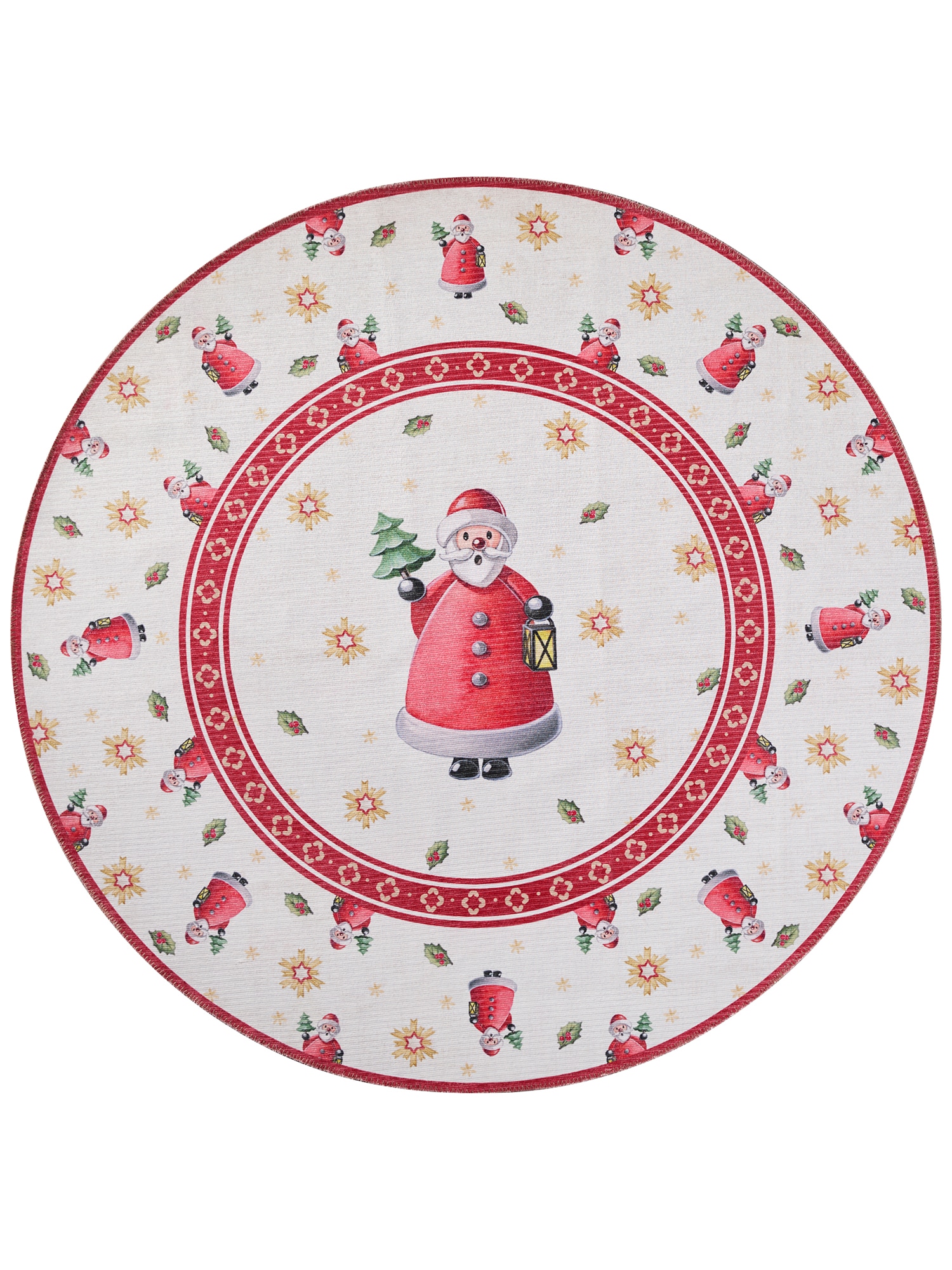 Villeroy & Boch Teppich »Toy's Delight Limited Edition Santa Claus«, rund, 3 mm Höhe, Limited Edition, Weihnachten, Wohnzimmer, Baumrock, Waschbar, Rund