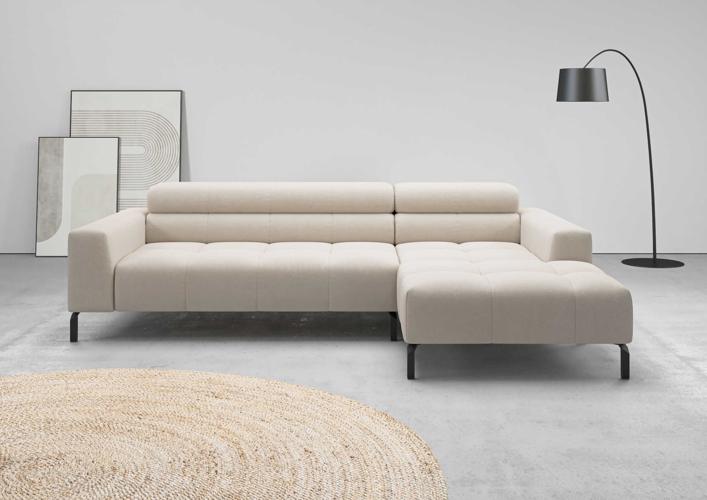 Home affaire Ecksofa »Ecksofa Claya, L-Form, Kopfteilverstellung, Breite 258 cm« Moderne Steppung, weicher Polsteraufbau & saugroboterfreundliche Höhe