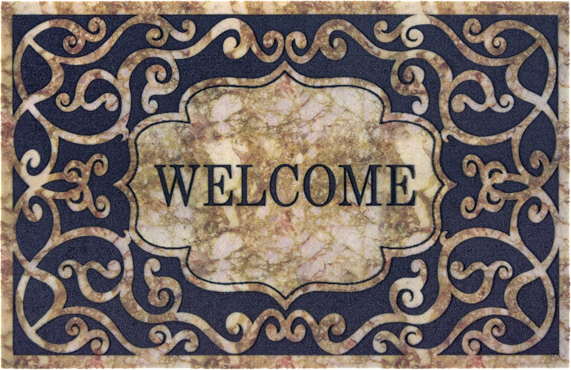 Teppich, »Welcome mm affaire Spruch, Outdoor Robust, In Schmutzfang Design Pflegeleicht, Home Schrift Ornament«, Rutschfest, 6 Design, mit Fußmatte rechteckig, und Höhe,