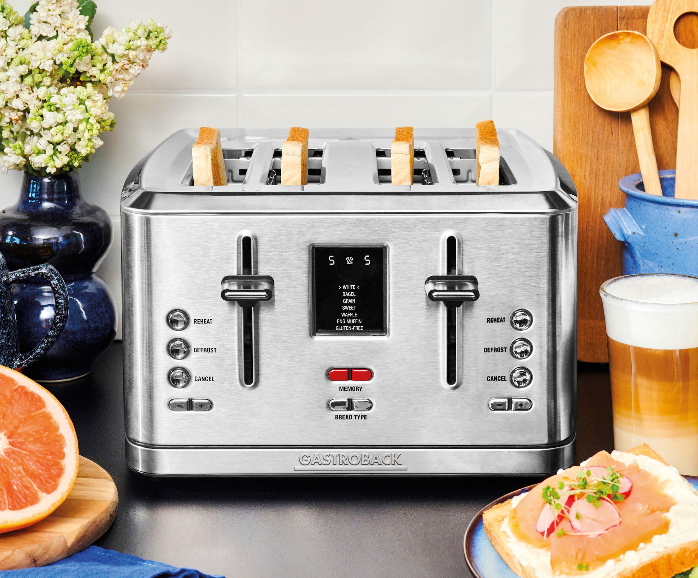 Gastroback Toaster »42396 Design Digital 4S« 4 kurze Schlitze für 4 Scheiben 1900 W