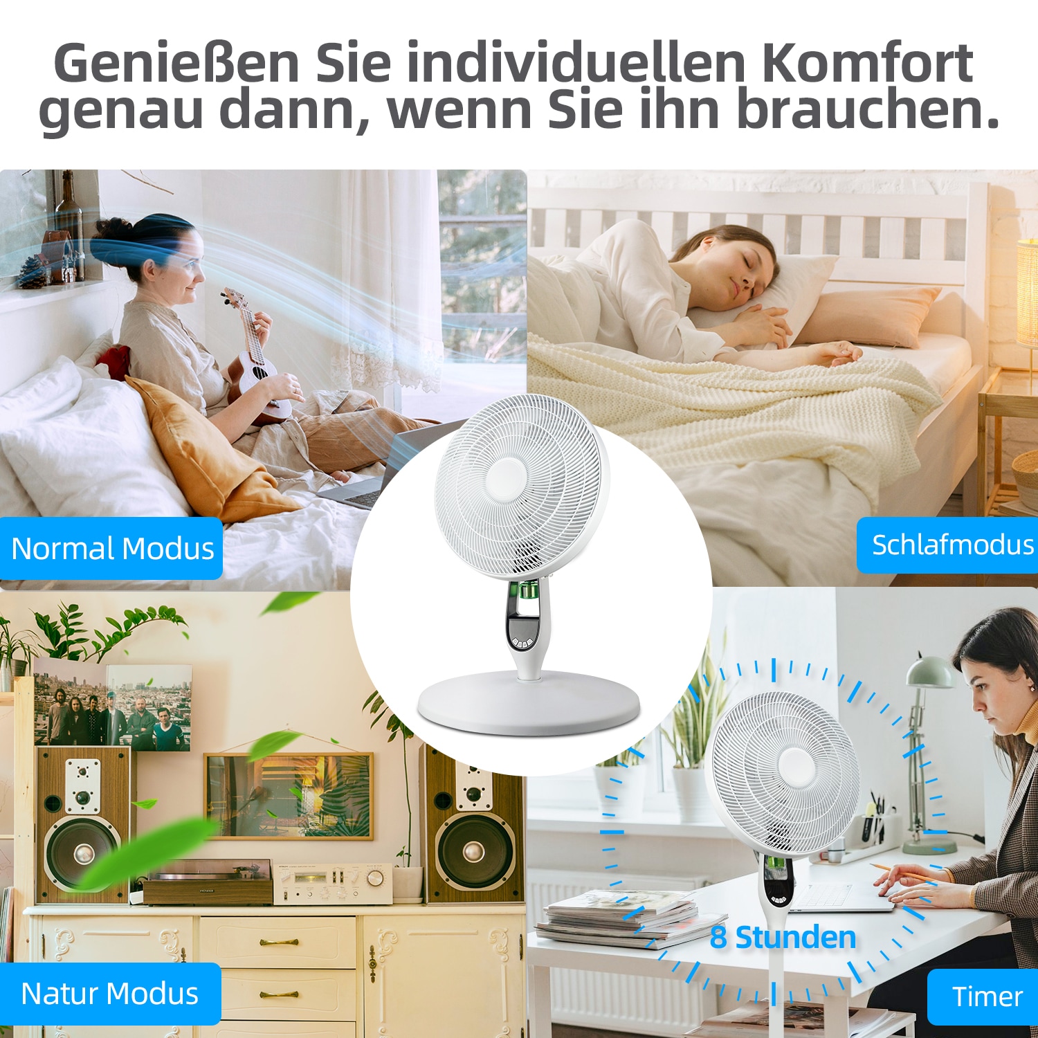 be cool Standventilator »Stand- und Tischventilator 40cm mit Mückenabwehr BC40STMOSQ weiß«, flexibel einsetzbar, Display