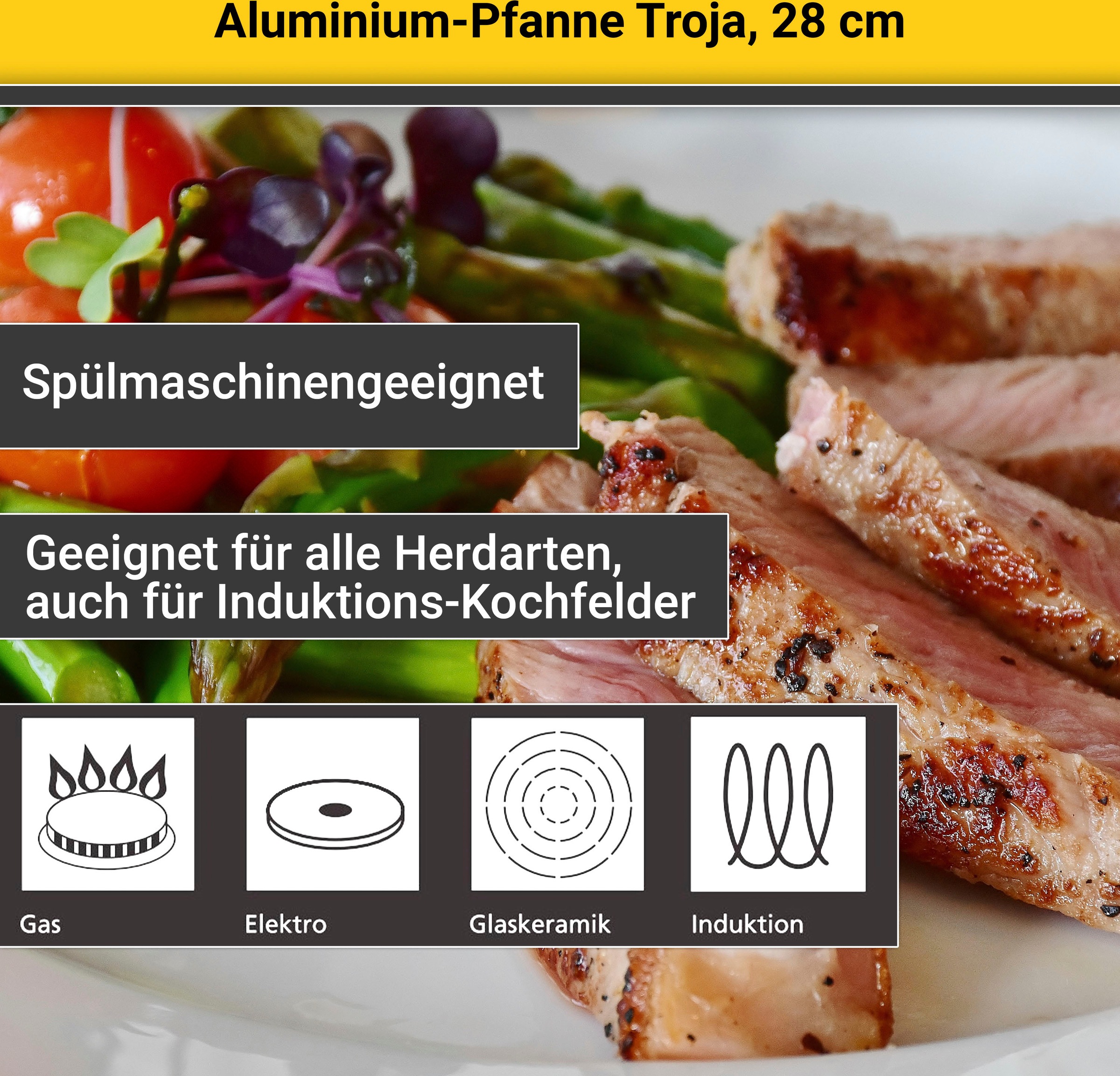 Krüger Bratpfanne »Aluminium Pfanne Troja«, Aluminium, (1 tlg.), für Induktions-Kochfelder geeignet