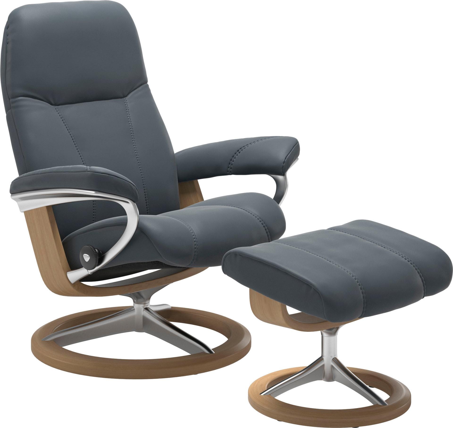 Stressless® Relaxsessel »Consul«, (Set, Relaxsessel mit Hocker), mit Hocker, mit Signature Base, Größe M, Gestell Eiche