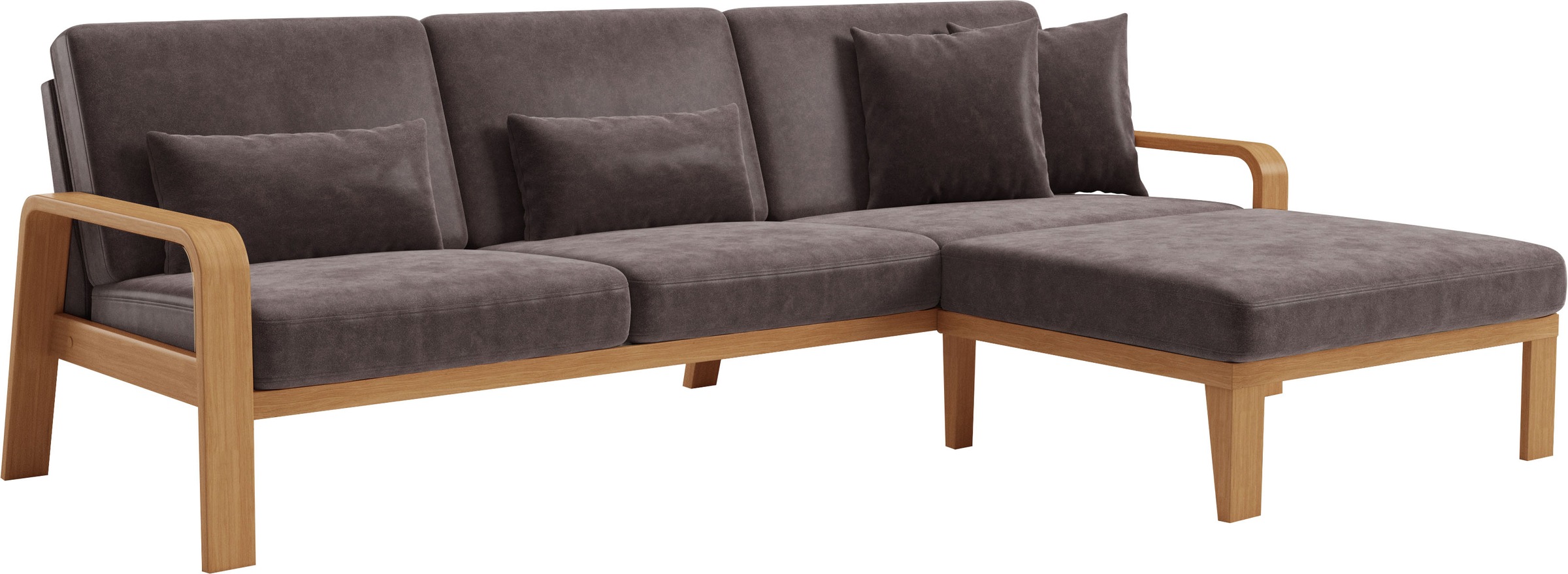 sit&more Ecksofa »Kolding L-Form«, Armlehnen aus eichefarbigem Buchenholz, verschiedene Bezüge und Farben
