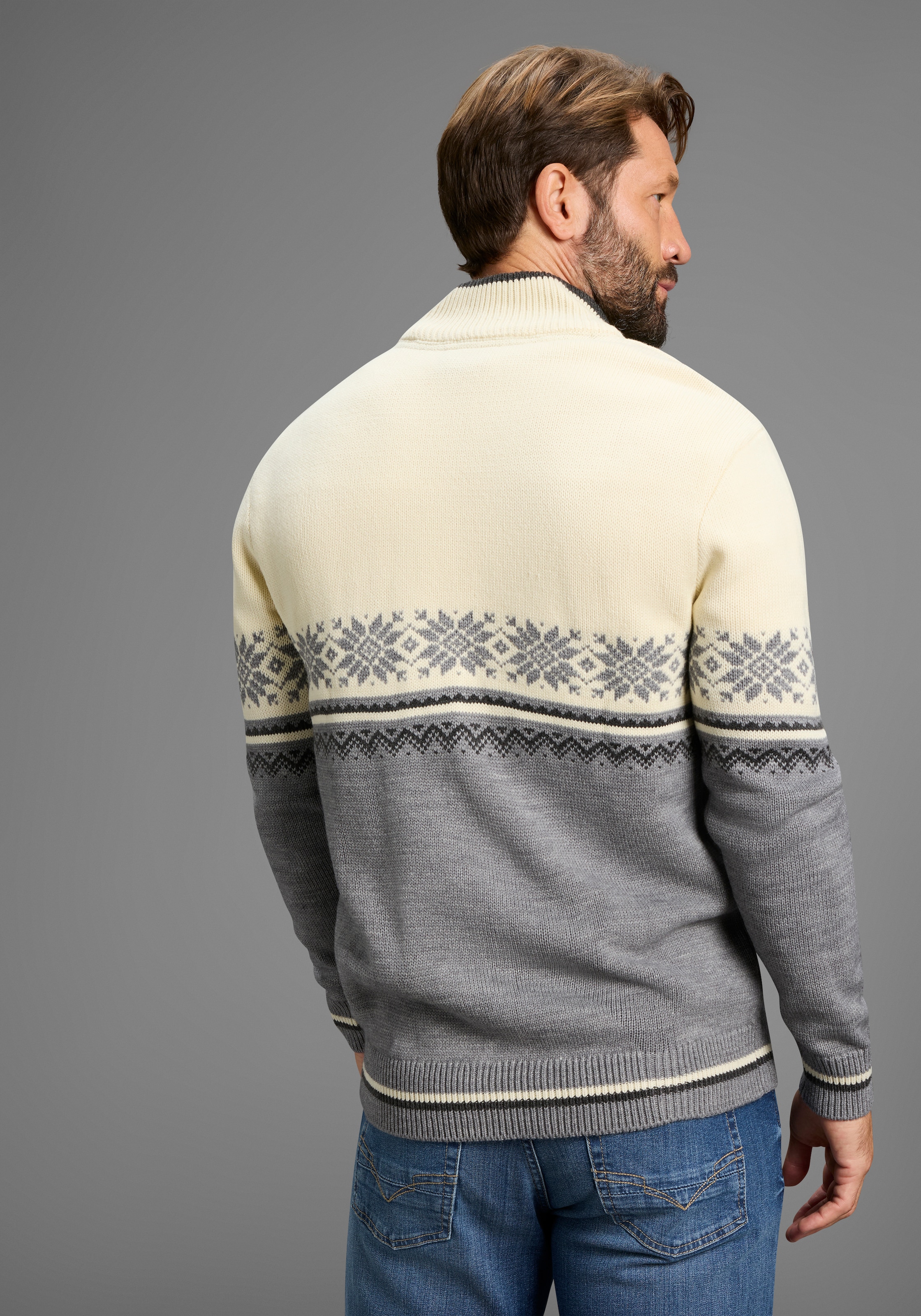 Man's World Troyer »Highlight Norweger Muster« aus Strickmaterial, Regular Fit, mit Langarm, lässiger Casual-Look