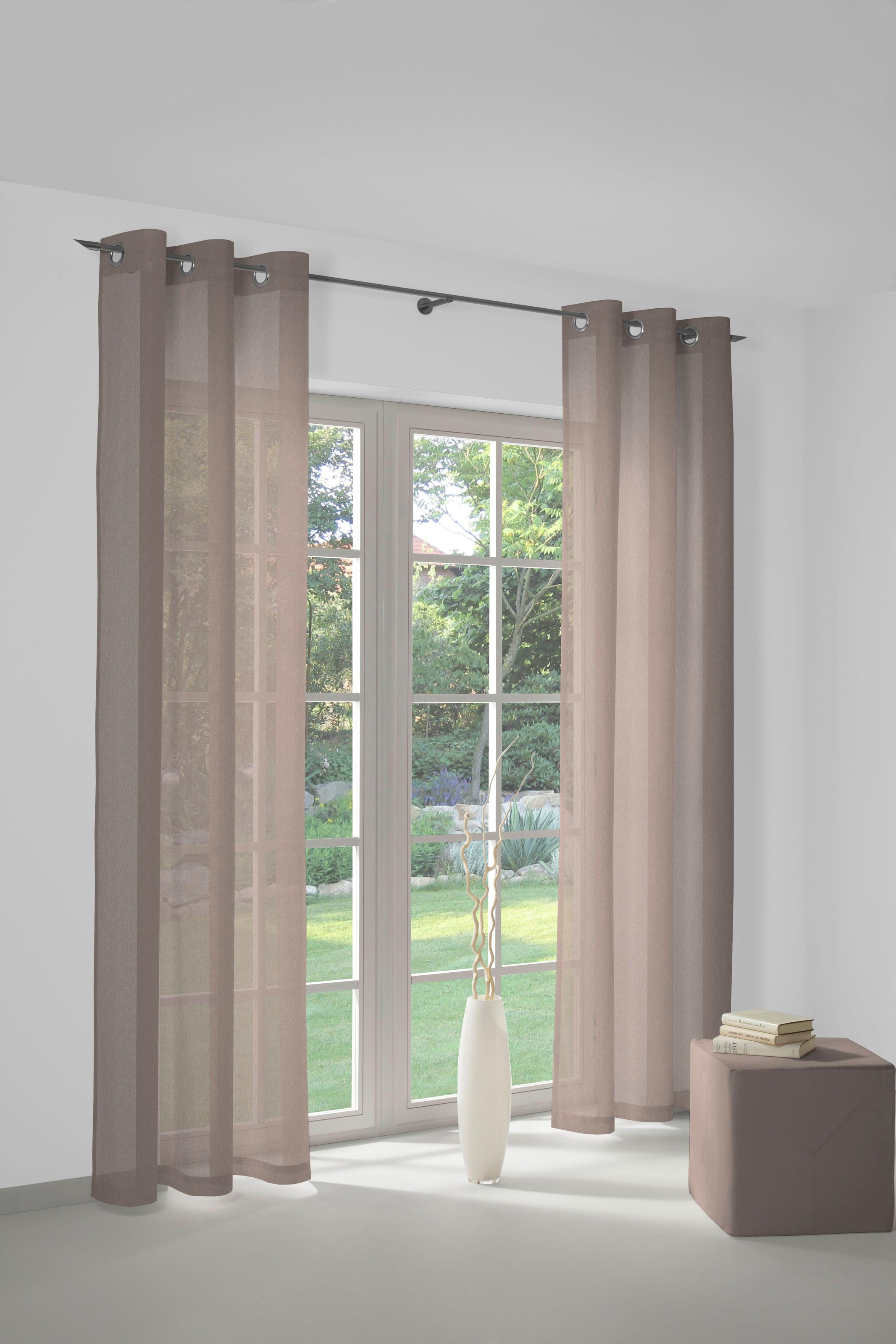 Wirth, Vorhang »Sunday« Ösen 1 Stk. tlg. nach Maß, braun, Jacquard, Baumwolle, Polyester, 245 cm