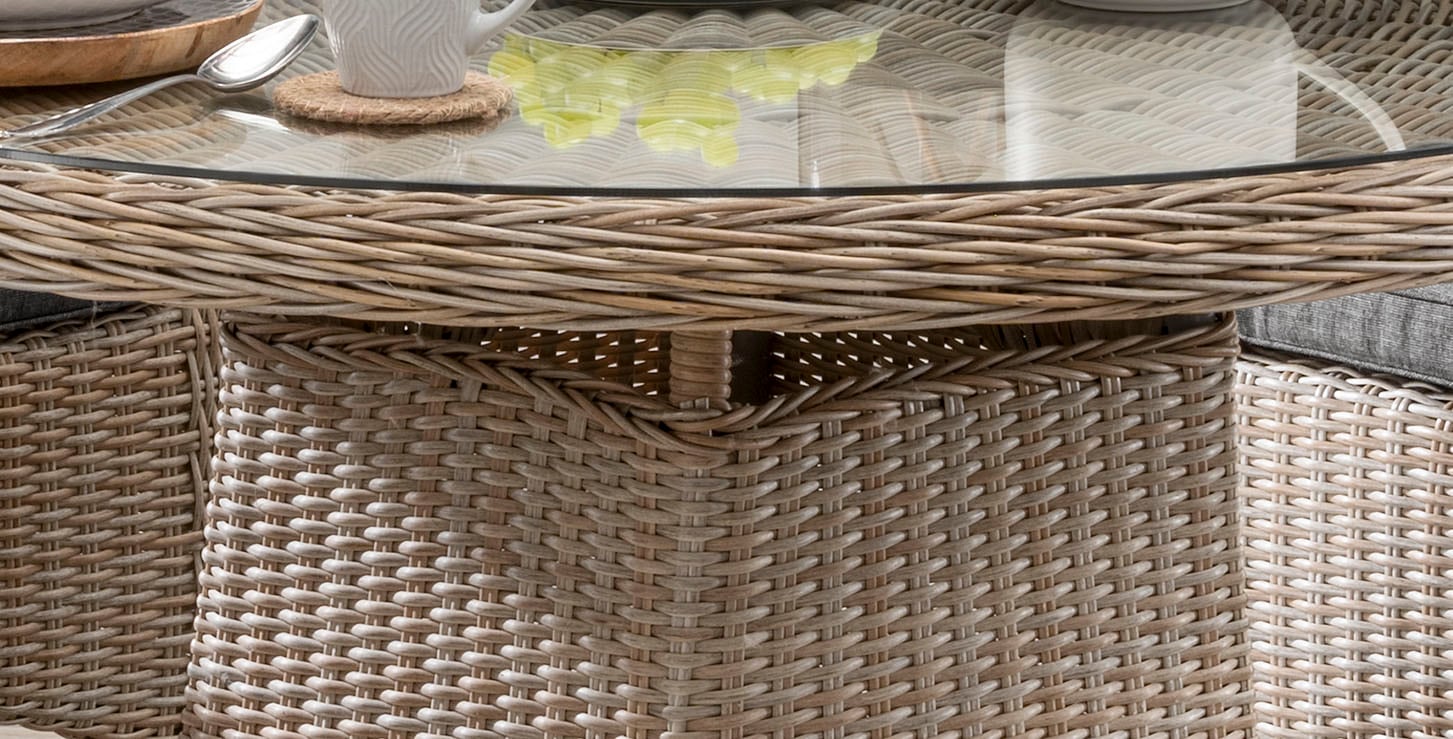Destiny Garten-Essgruppe »PALMA LUNA«, (9 tlg., 4x Hochlehner, 1x Tisch, inkl. Auflagen), Aluminium, Polyrattan