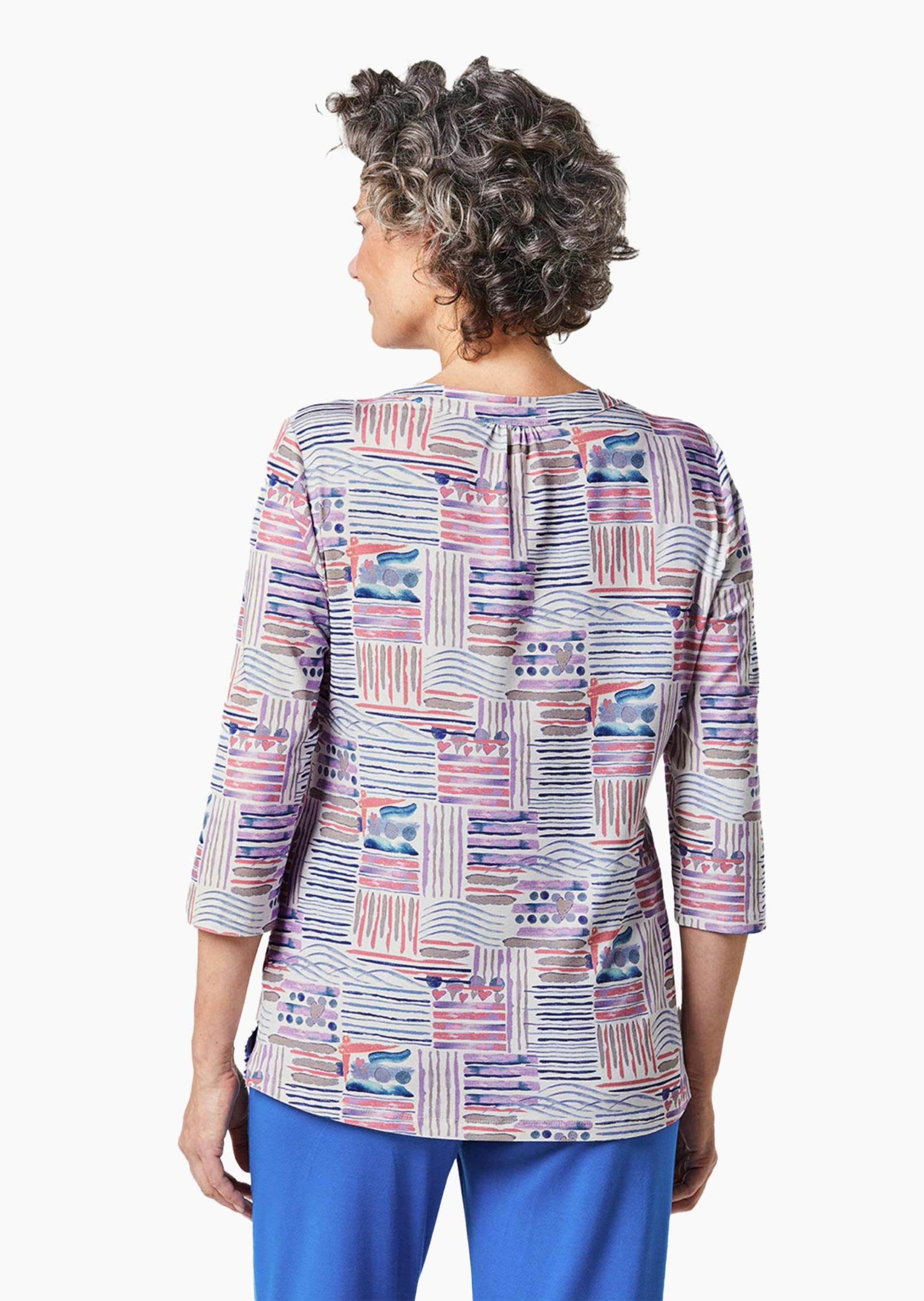 GOLDNER Print-Shirt »Kurzgröße Tunika-Druckshirt mit Stehkragen«