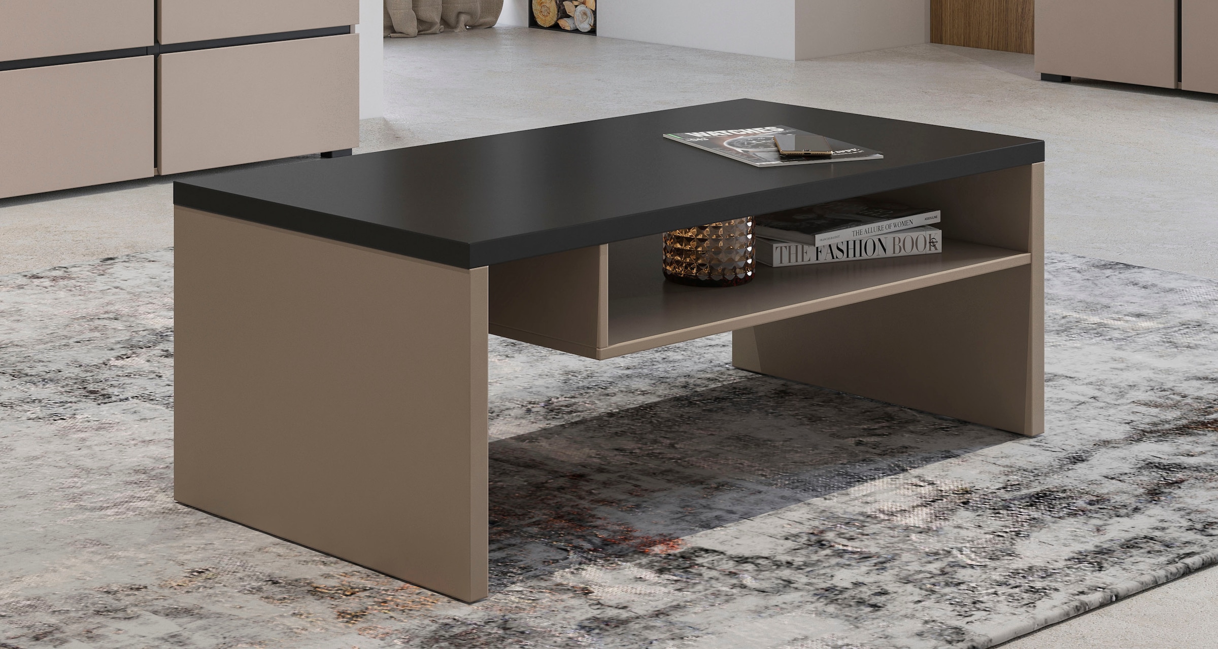 OTTO home Couchtisch »Cross, Breite 120 cm, moderner Sofatisch für Wohnzimmer« Tisch mit offenem Fachboden