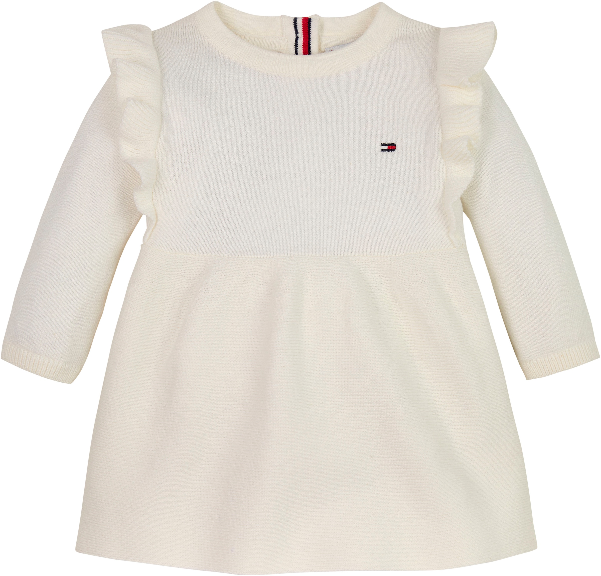 Tommy Hilfiger Sweatkleid »RUFFLE SWEATER DRESS LS«, Baby bis 2 Jahre mit Logostickerei