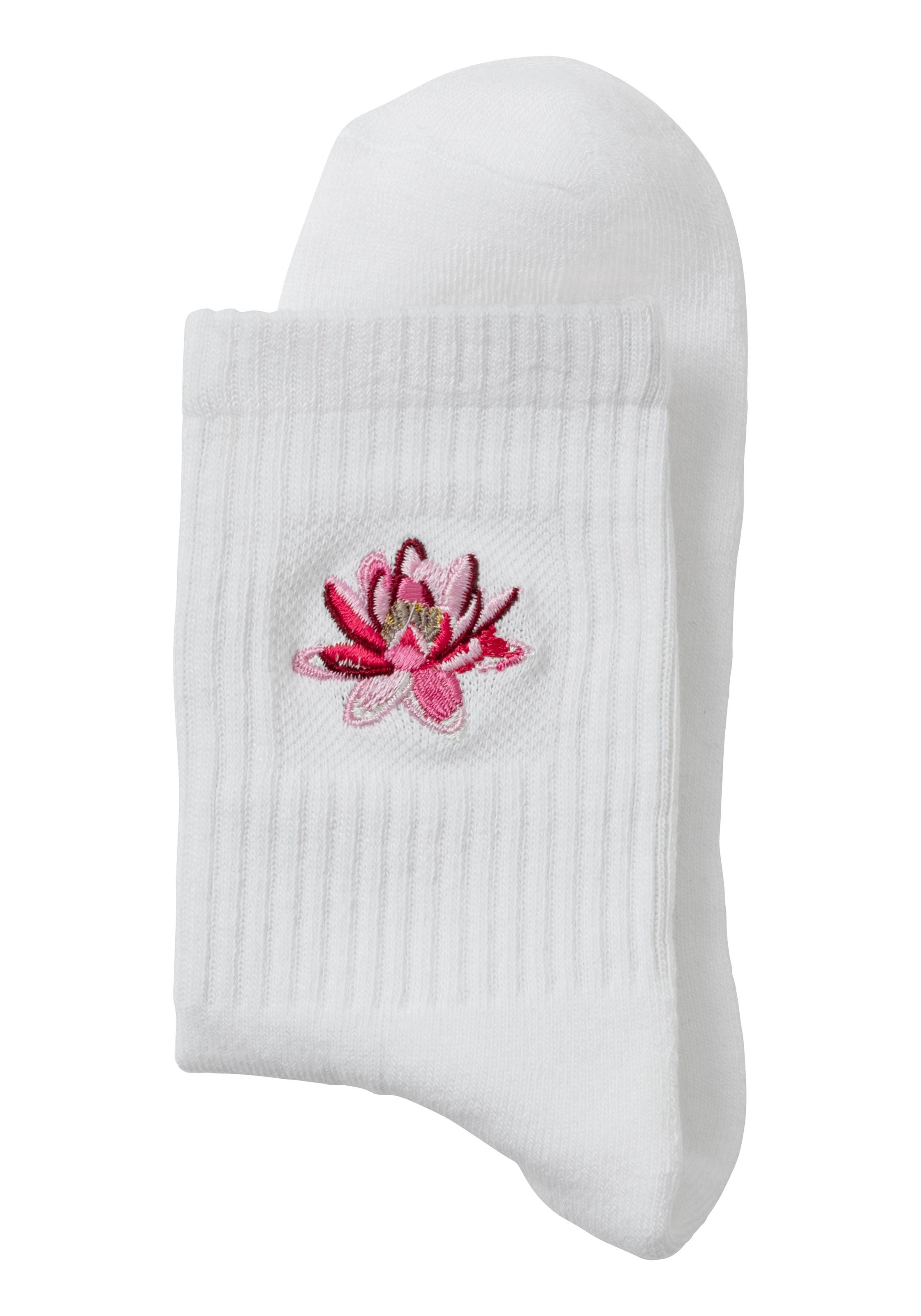 LASCANA Tennissocken, (Packung, 3 Paar), mit Frotteesohle und Stickerei