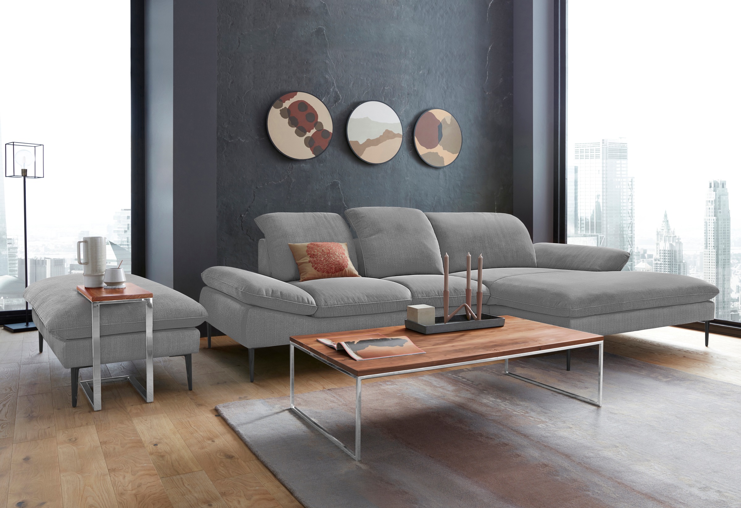W.SCHILLIG Ecksofa »enjoy&MORE, Designsofa, elegant und bequem, L-Form«, Sitztiefenverstellung, Füße schwarz pulverbeschichtet, Breite 310 cm