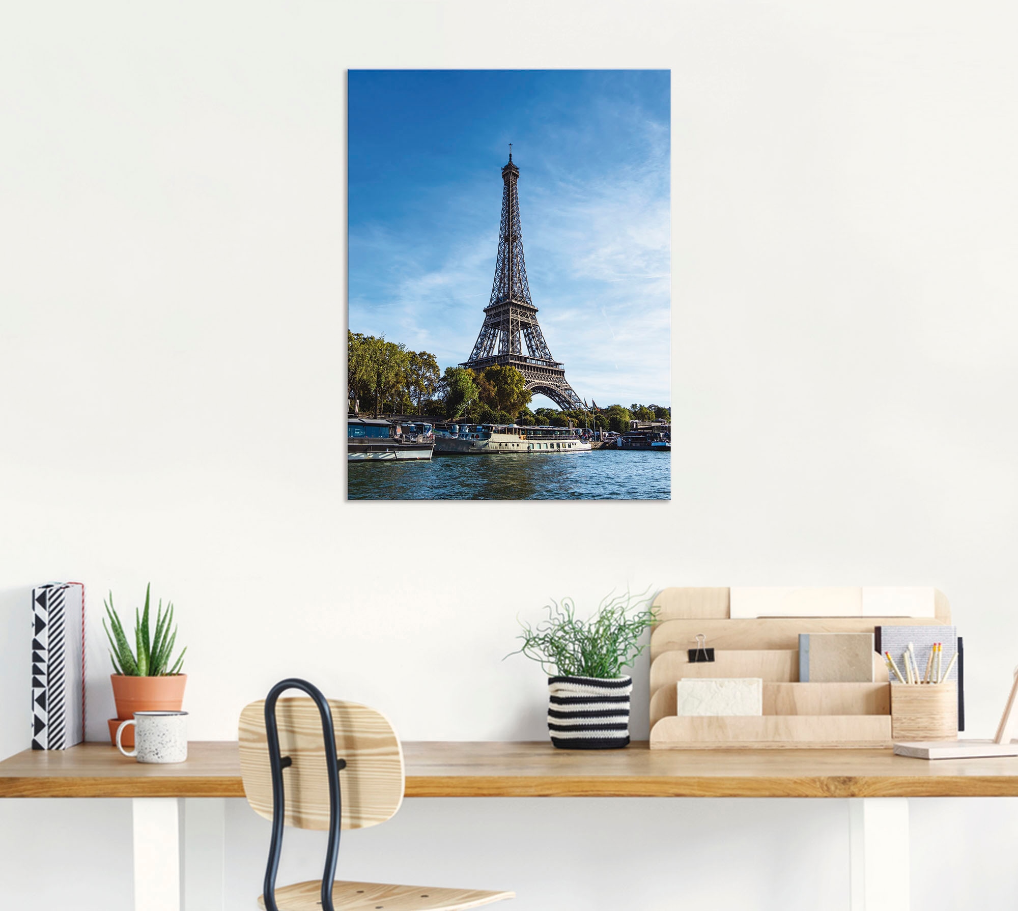 in Artland Paris Wandaufkleber oder Gebäude, St.), Raten I«, in als auf (1 Leinwandbild, Wandbild Poster versch. Eiffelturm »Blick Alubild, kaufen den auf Größen