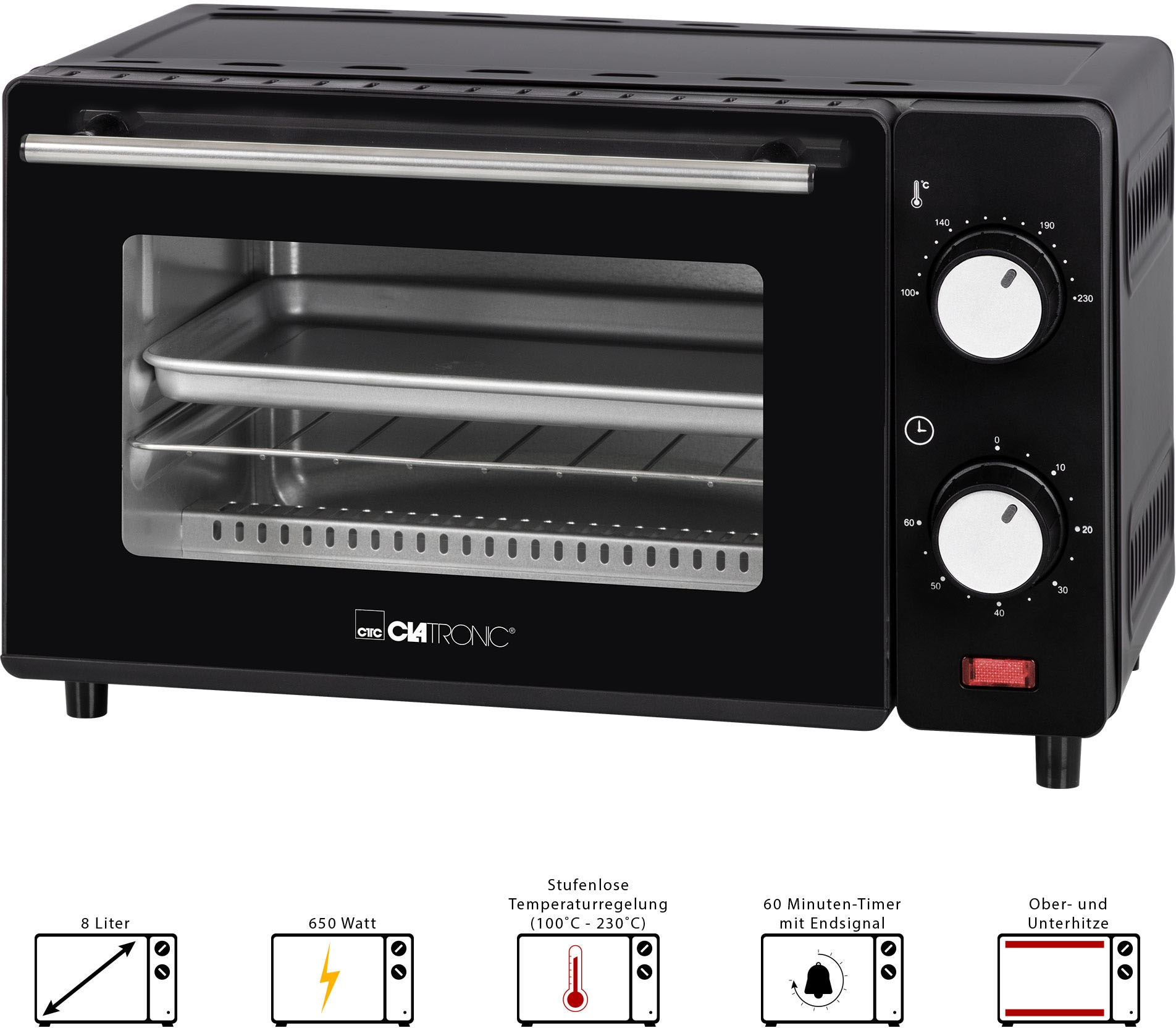 CLATRONIC Minibackofen »MB 3746« mit 3 XXL Garantie Jahren