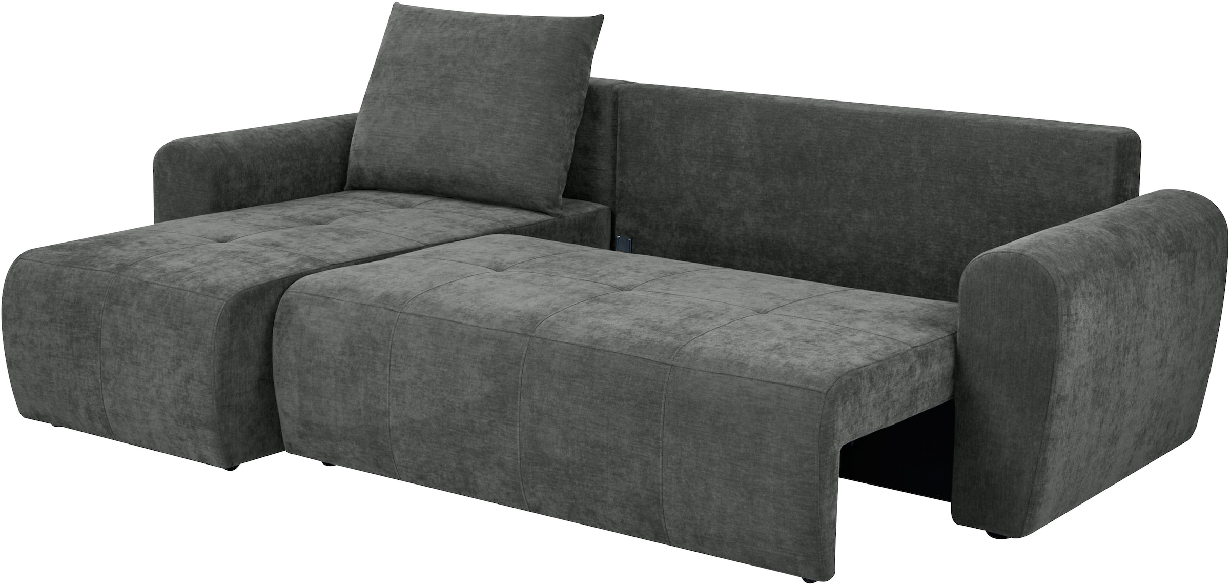 Home affaire Ecksofa »Nortrud-Chester, 241 cm, L-Form, mit Schlaffunktion u. Bettkasten« Recamiere rechts / links montierbar, Steppung, Feinstruktur-Bezug