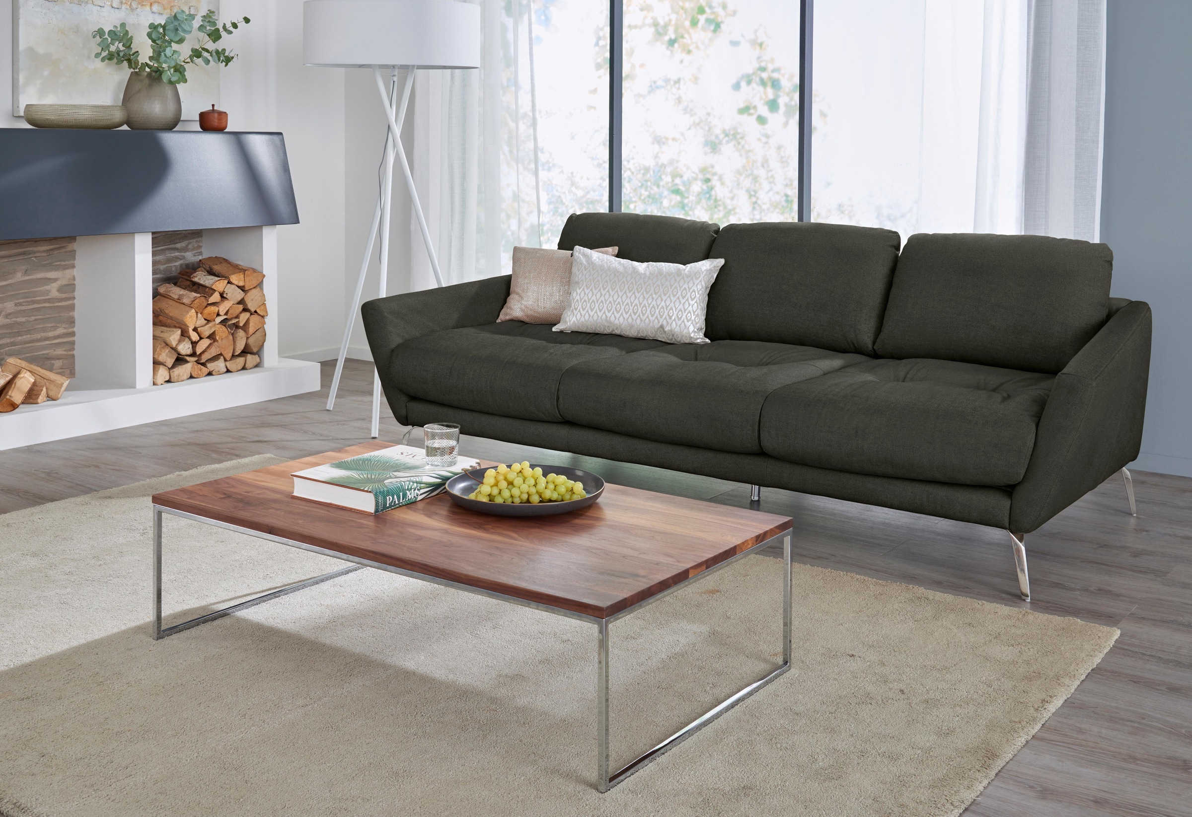 W.SCHILLIG Big-Sofa »softy«, mit dekorativer Heftung im Sitz, Füße Chrom glänzend