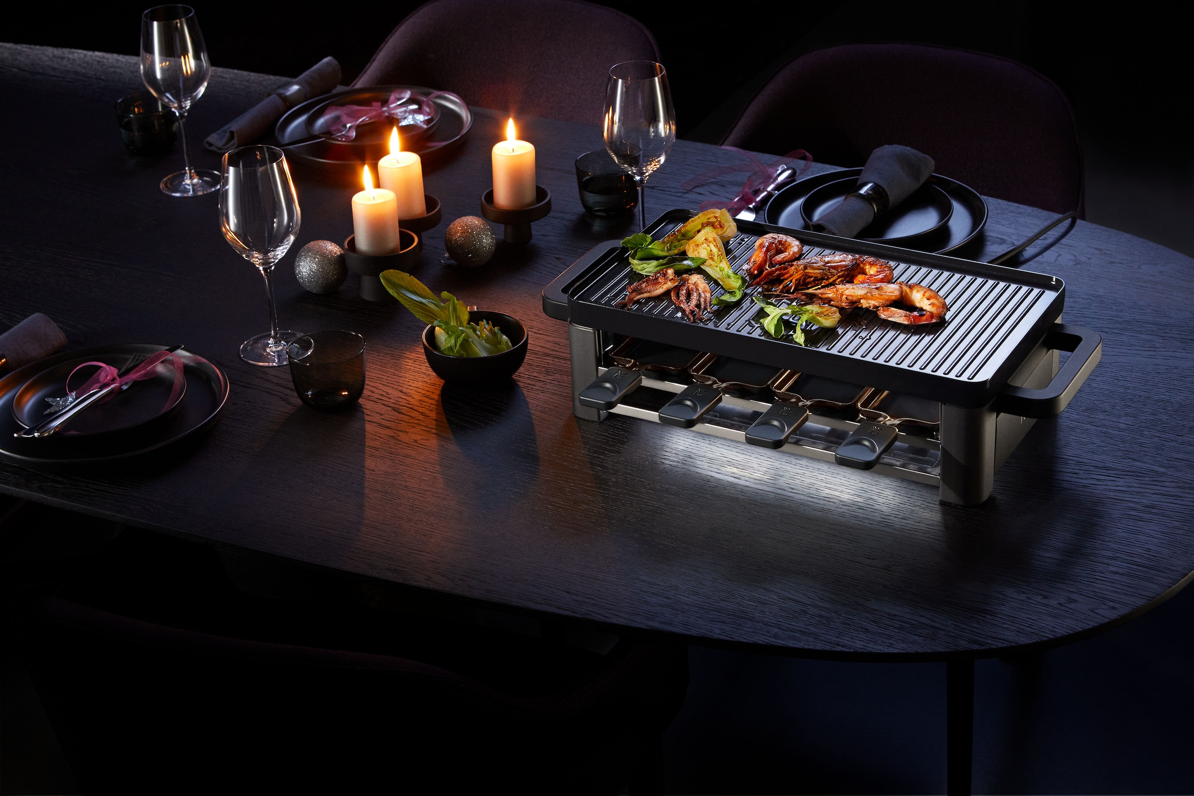 WMF Raclette »Master«, 8 St. Raclettepfännchen, 1500 W, indirekte LED-Beleuchtung, Keramikbeschichtung, 8 Pfännchen, 1500 W