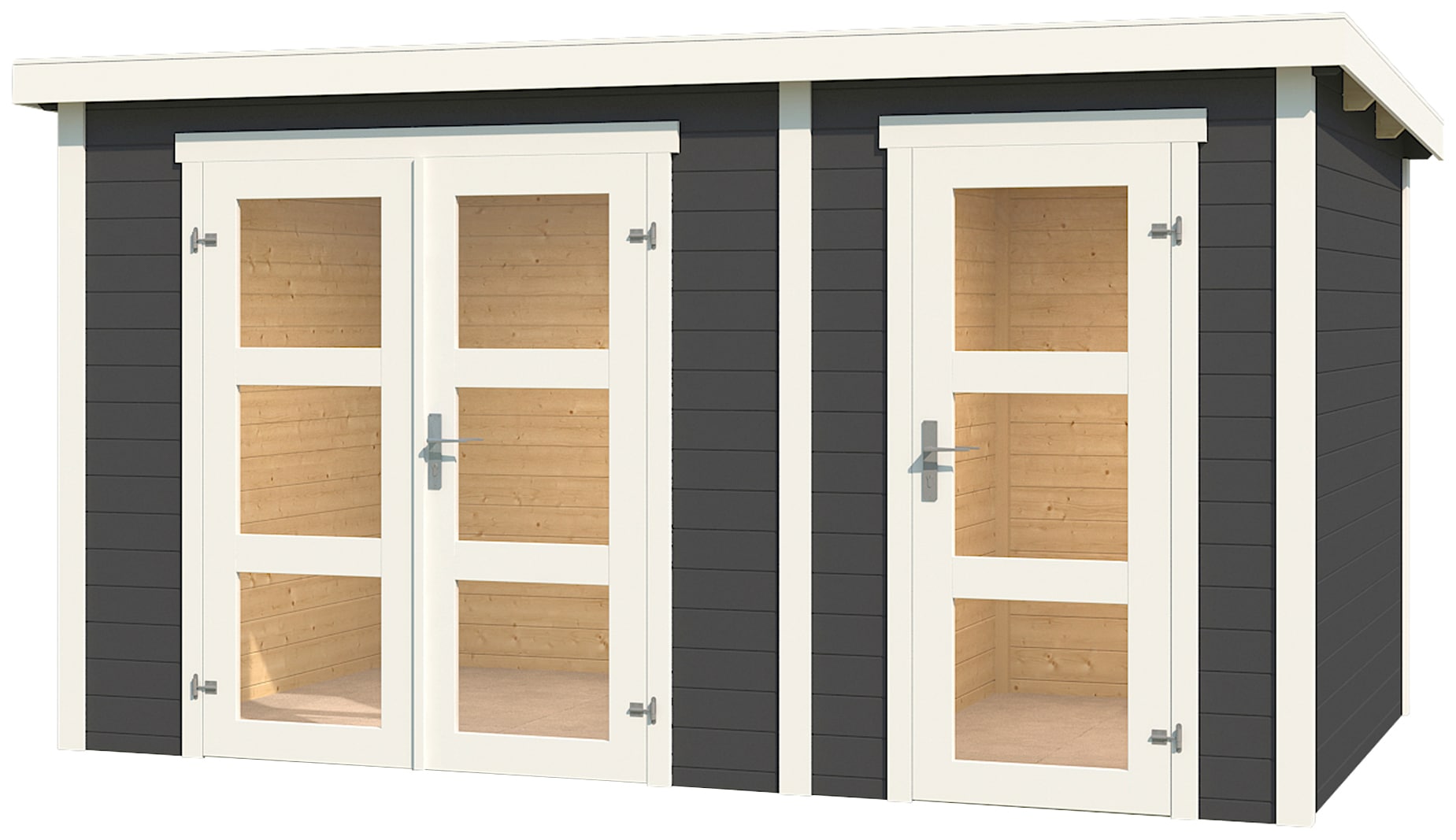 LASITA MAJA Gartenhaus »Zambesi XL«, (Set), Blochbohlenhaus 28mm 2-Raum, Fundamentmass 3800x2400, Carbongrau