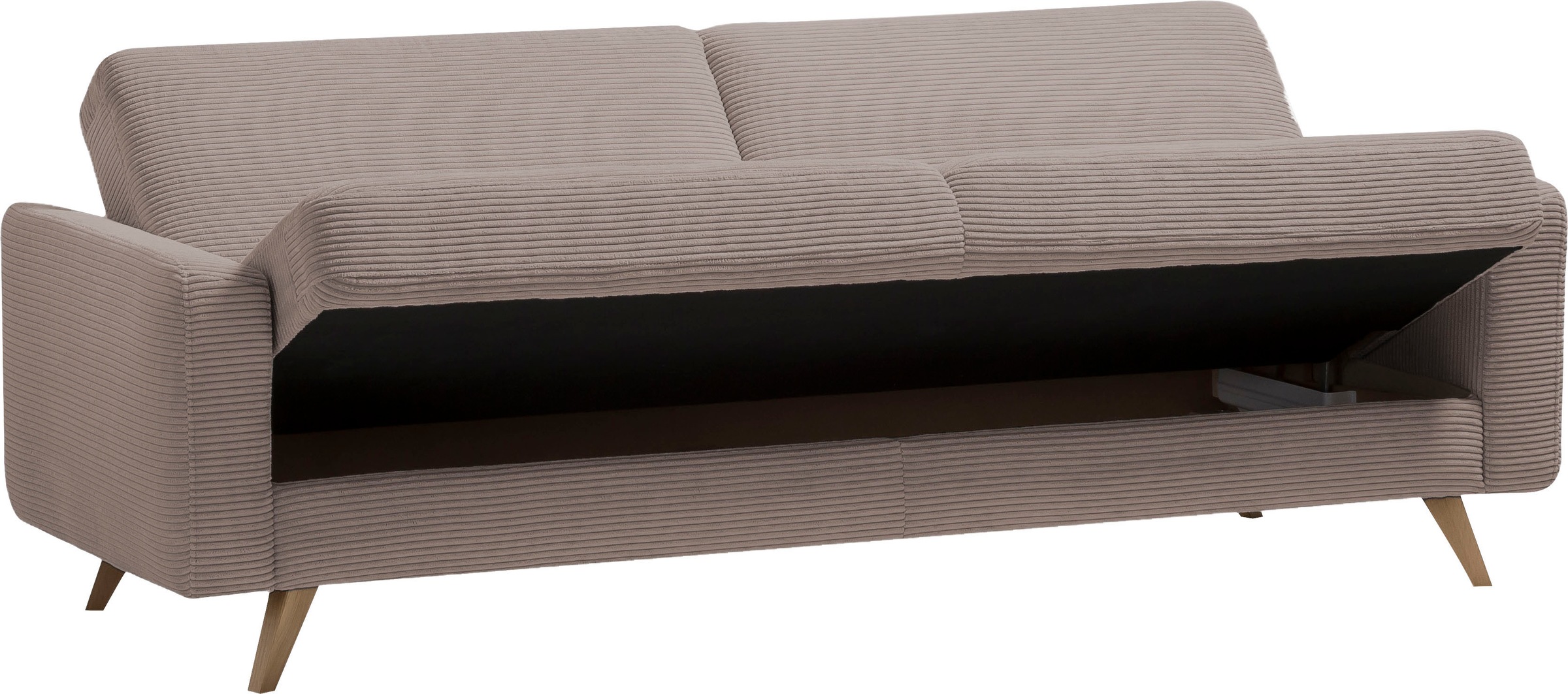 exxpo - sofa fashion 3-Sitzer »Samso, elegant und bequem, aktueller Cord Bezug, Kippcouch«, hochwertige Verarbeitung, Schlafsofa inkl. Bettfunktion und Bettkasten