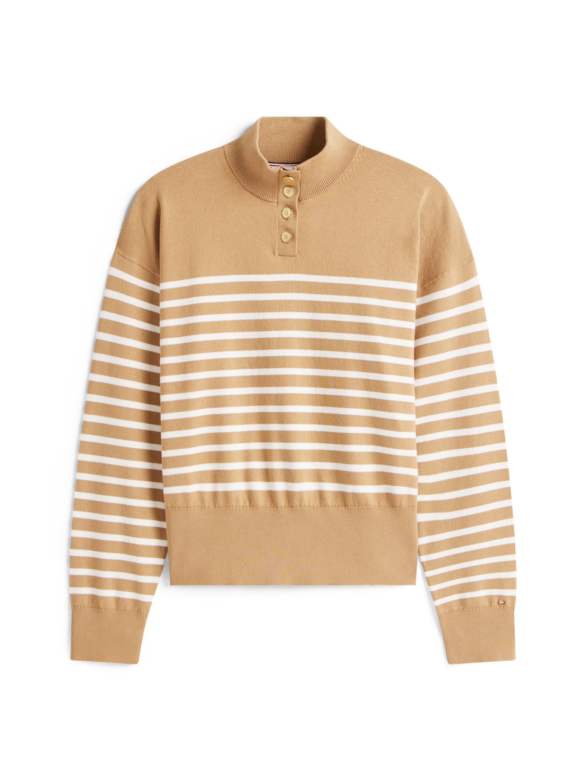 Tommy Hilfiger Strickpullover »CO JERSEY GOLD BTN MOCK-NK SWT« mit goldfarbenen Knöpfen