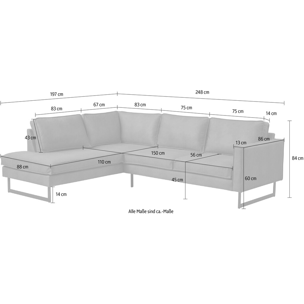 Places of Style Ecksofa »Bodilis«, auch mit Cord Bezug erhältlich