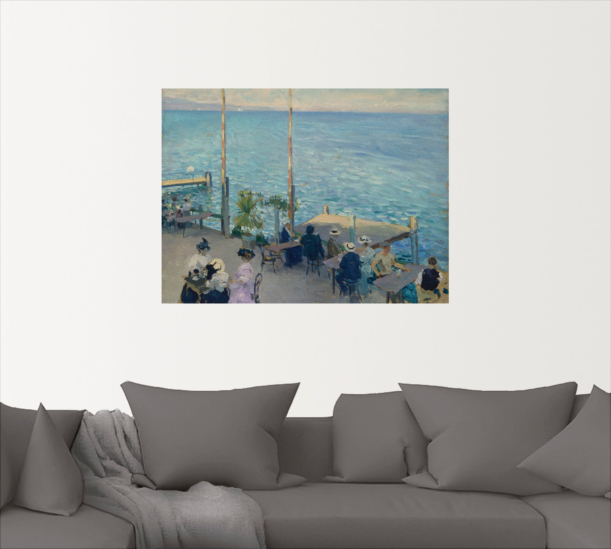 Artland Wandbild »Café-Terrasse am Genfer See. 1908«, Gewässer, (1 St.), als Leinwandbild, Wandaufkleber oder Poster in versch. Größen