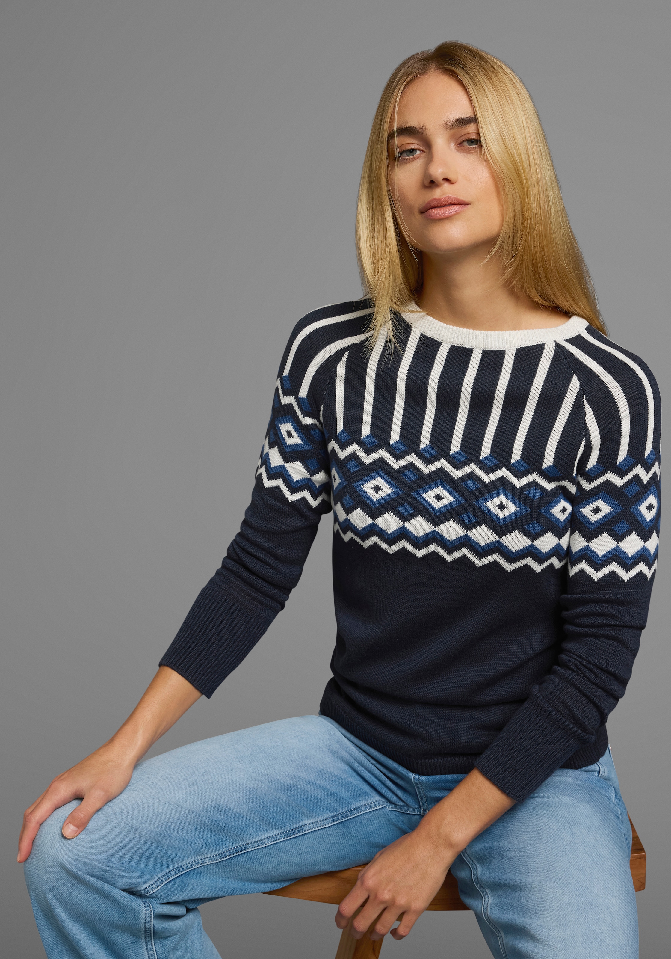 AJC Jacquardpullover, mit Norwegermuster in verschiedenen Farbvarianten