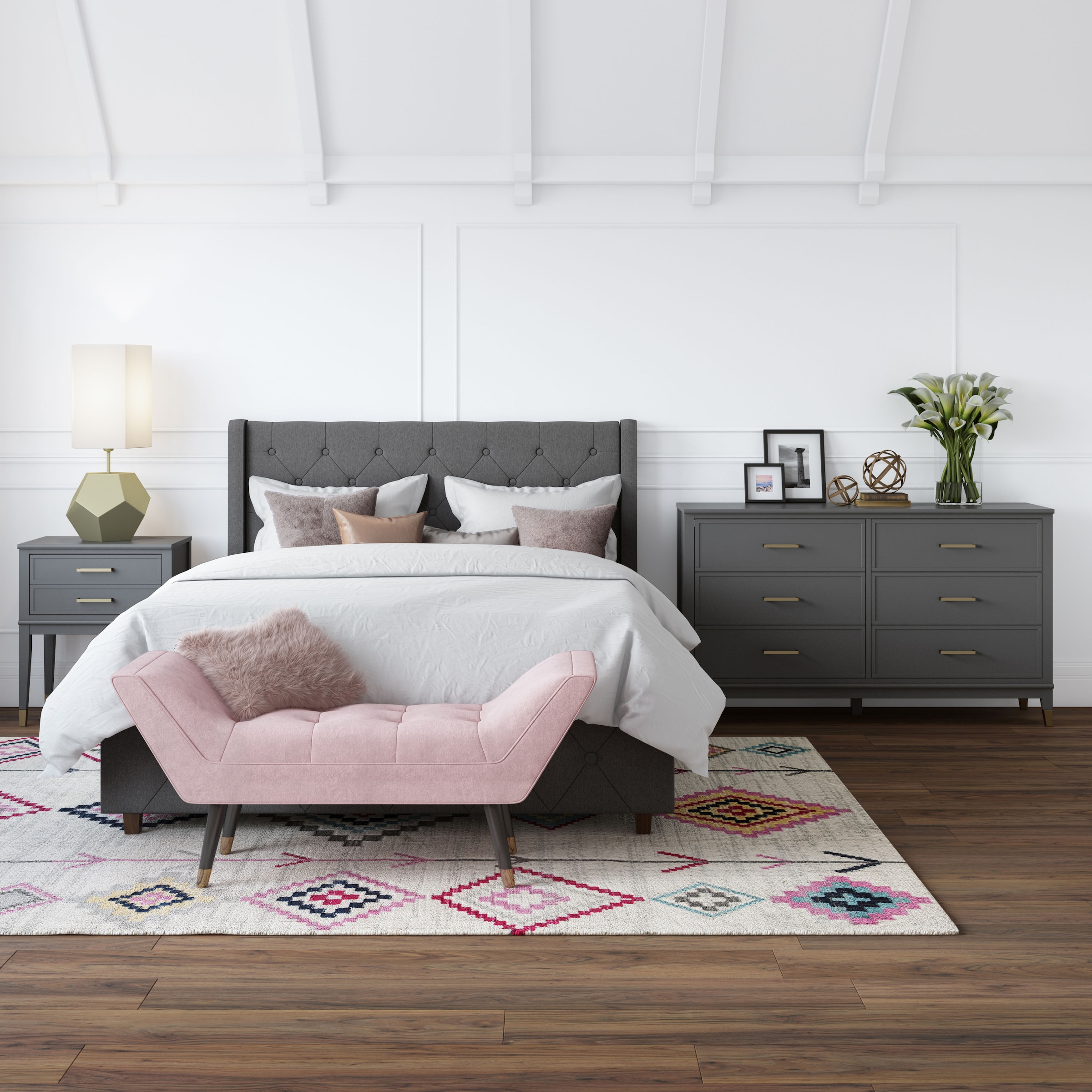 CosmoLiving by Cosmopolitan Kommode »Westerleigh« mit 6 Schubladen, MDF, Beine aus Massivholz, Höhe 85 cm, Breite 145 cm