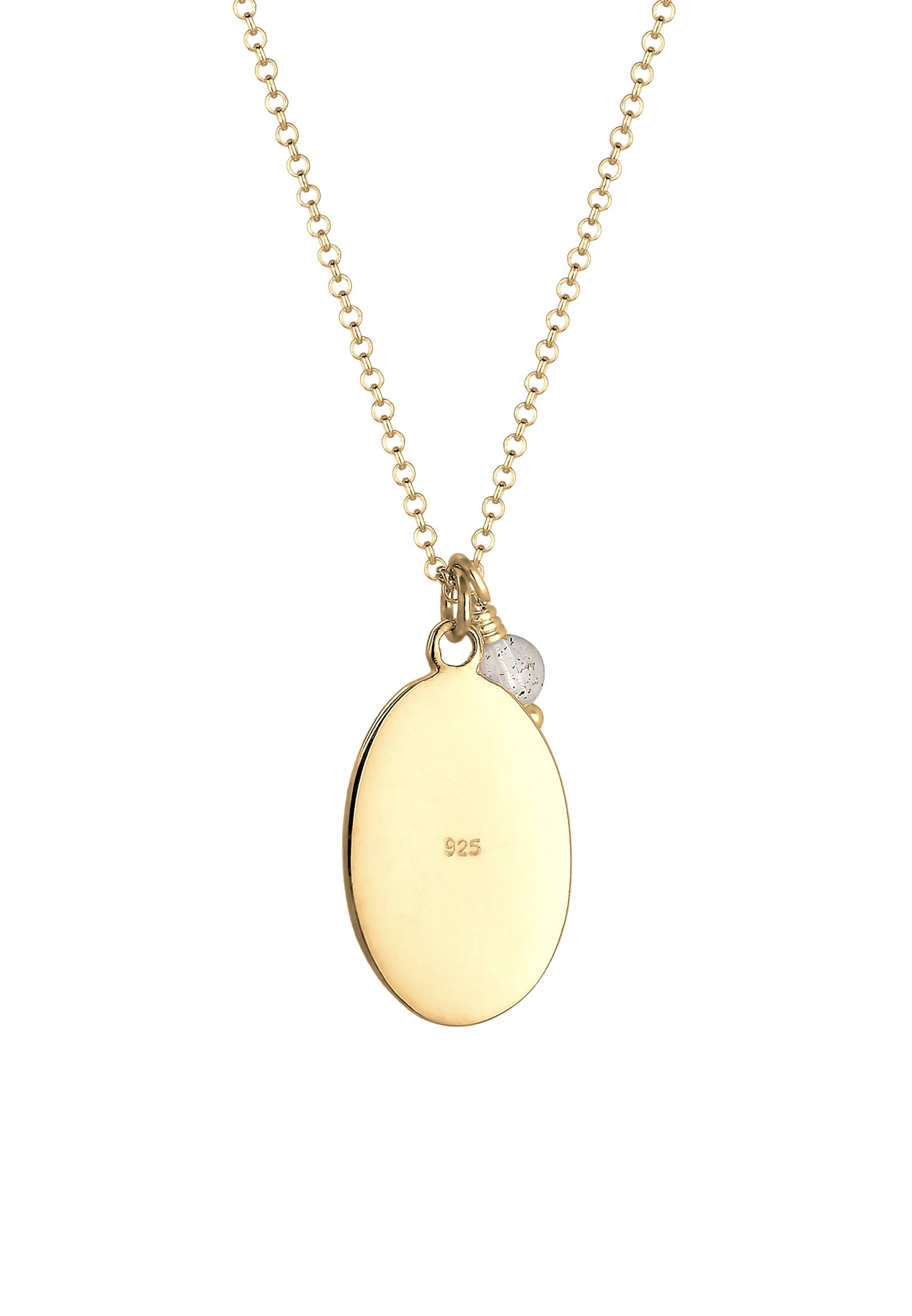 Elli Silberkette »Halskette Marienbild Labradorit Grau 925 Sterling Silber vergoldet«