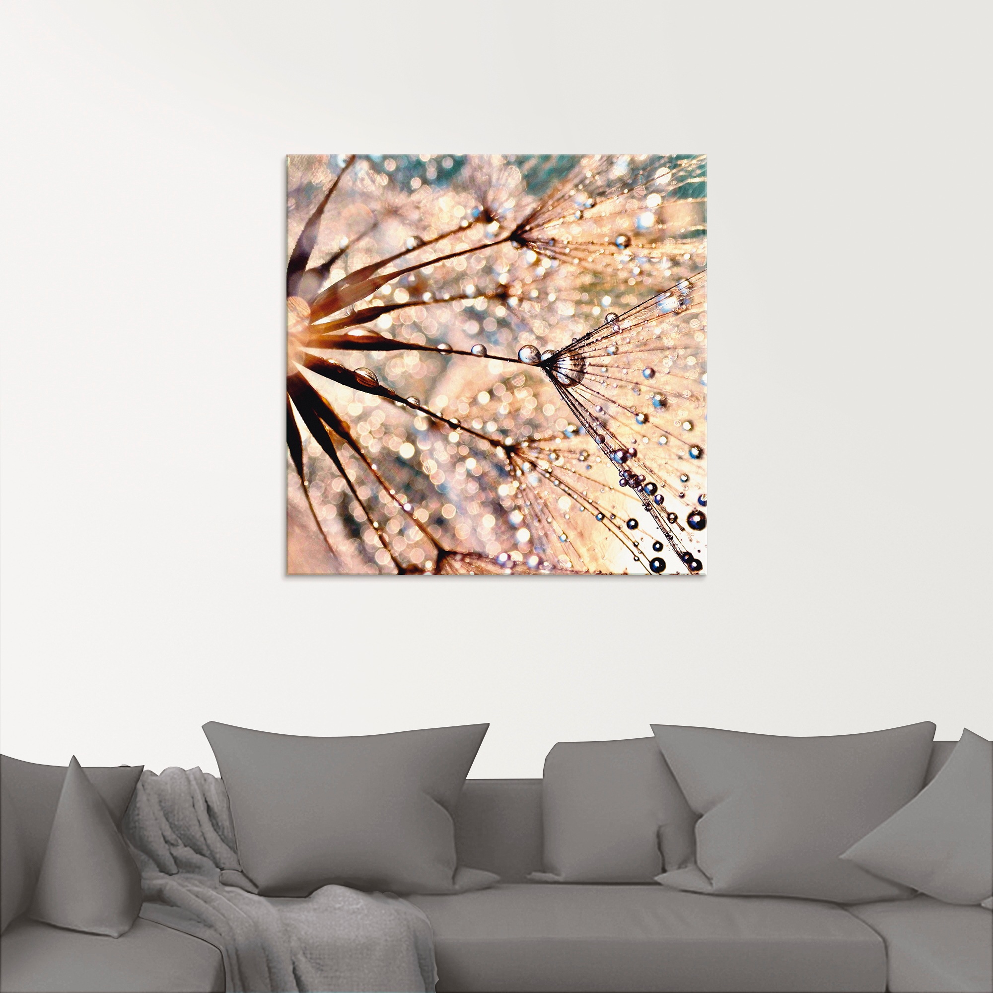 Artland Glasbild »Pusteblume - Kisses from rain«, Blumen, (1 St.), in verschiedenen Größen