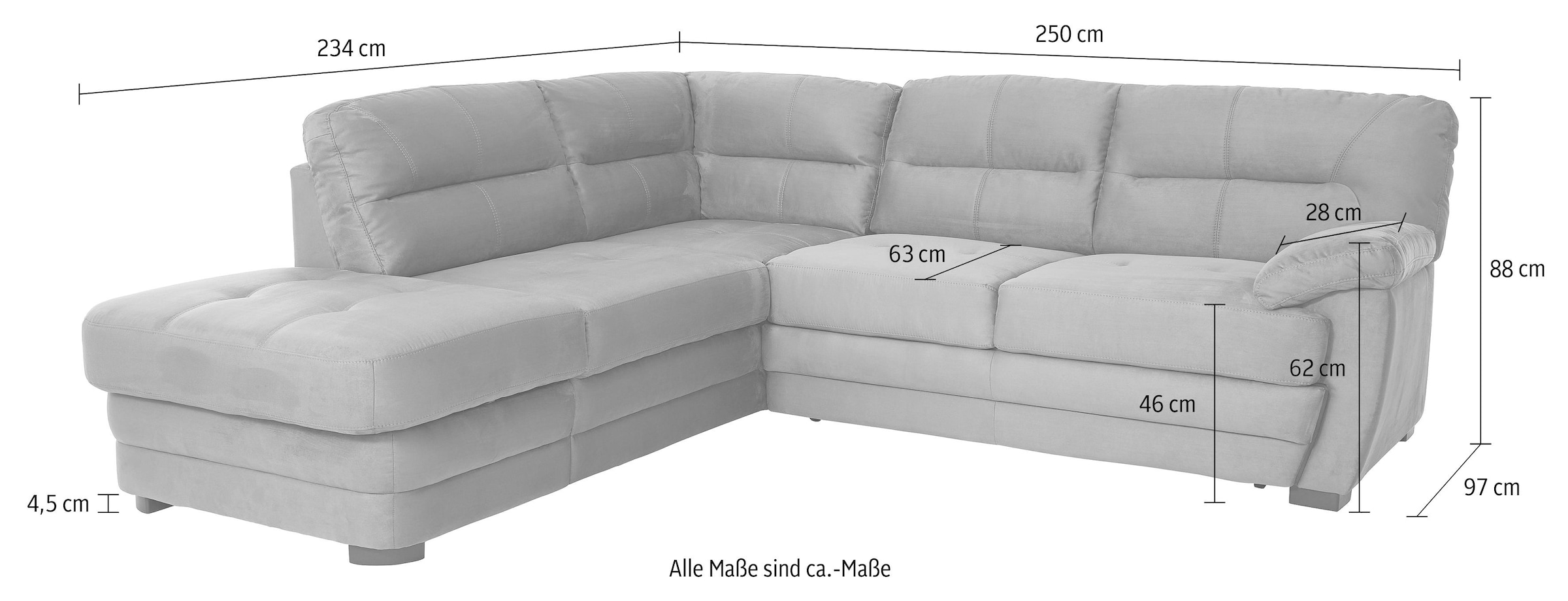 COTTA Ecksofa »Royale L-Form« wahlweise mit Bettfunktion