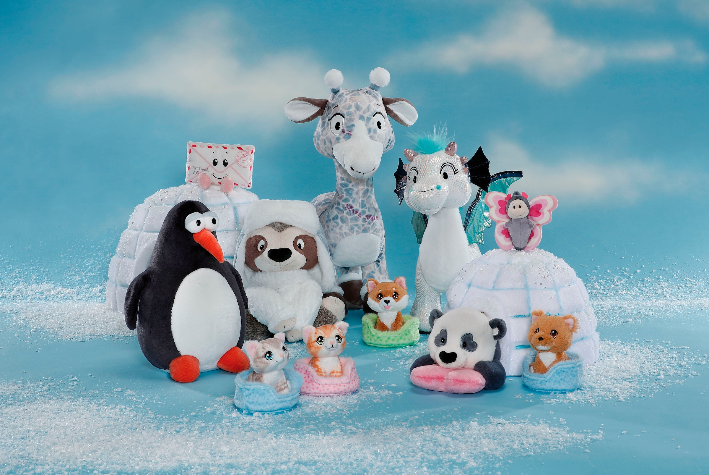 Nici Kuscheltier »Little Paws , Katze grau getigert, 12 cm, im Körbchen blau«