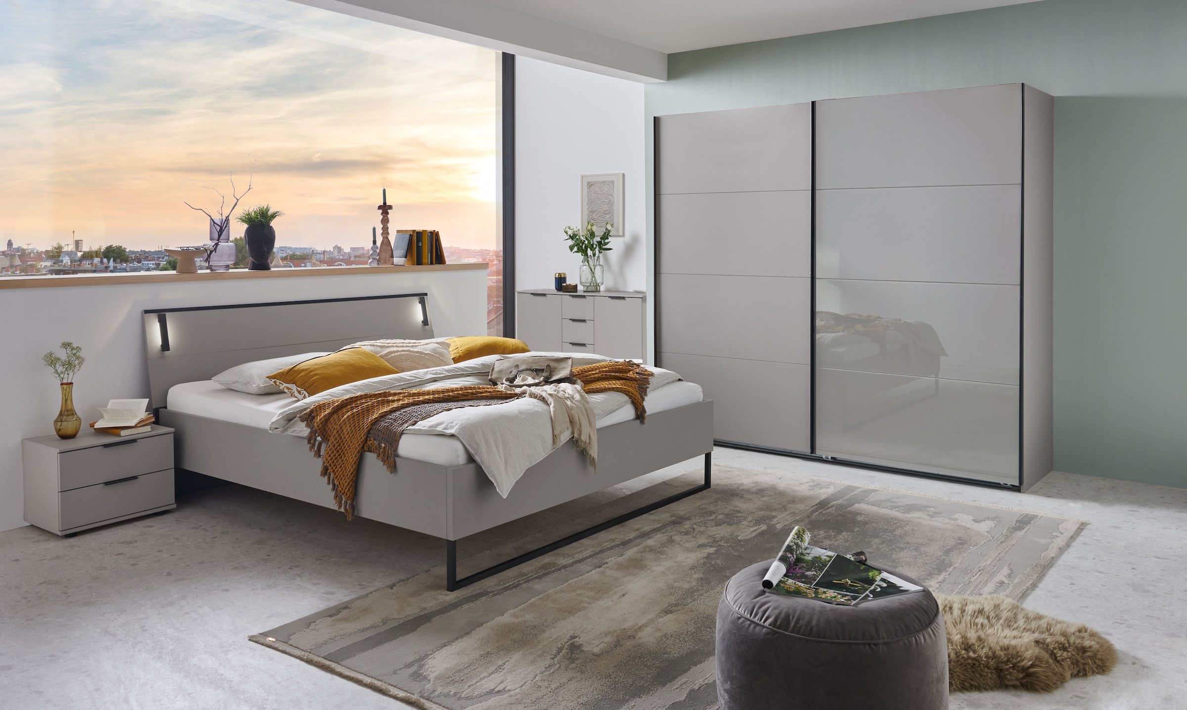Wimex Kleiderschrank »Tilburg, Metallgriffe, Made in Germany«, (Breite 270cm wahlweise mit 2 oder 3 Türen), mit Schwebetüren, jeweils 1 Glaselement, 180, 225 oder 270cm breit